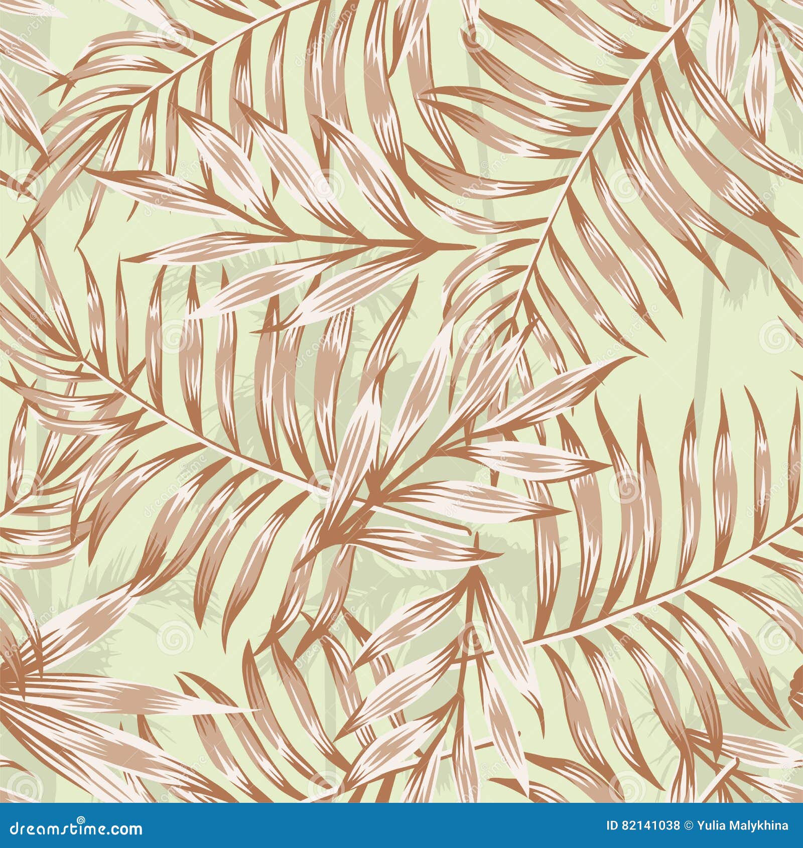 Palm leaves brown pattern stock vector. Illustration of fabric 82141038