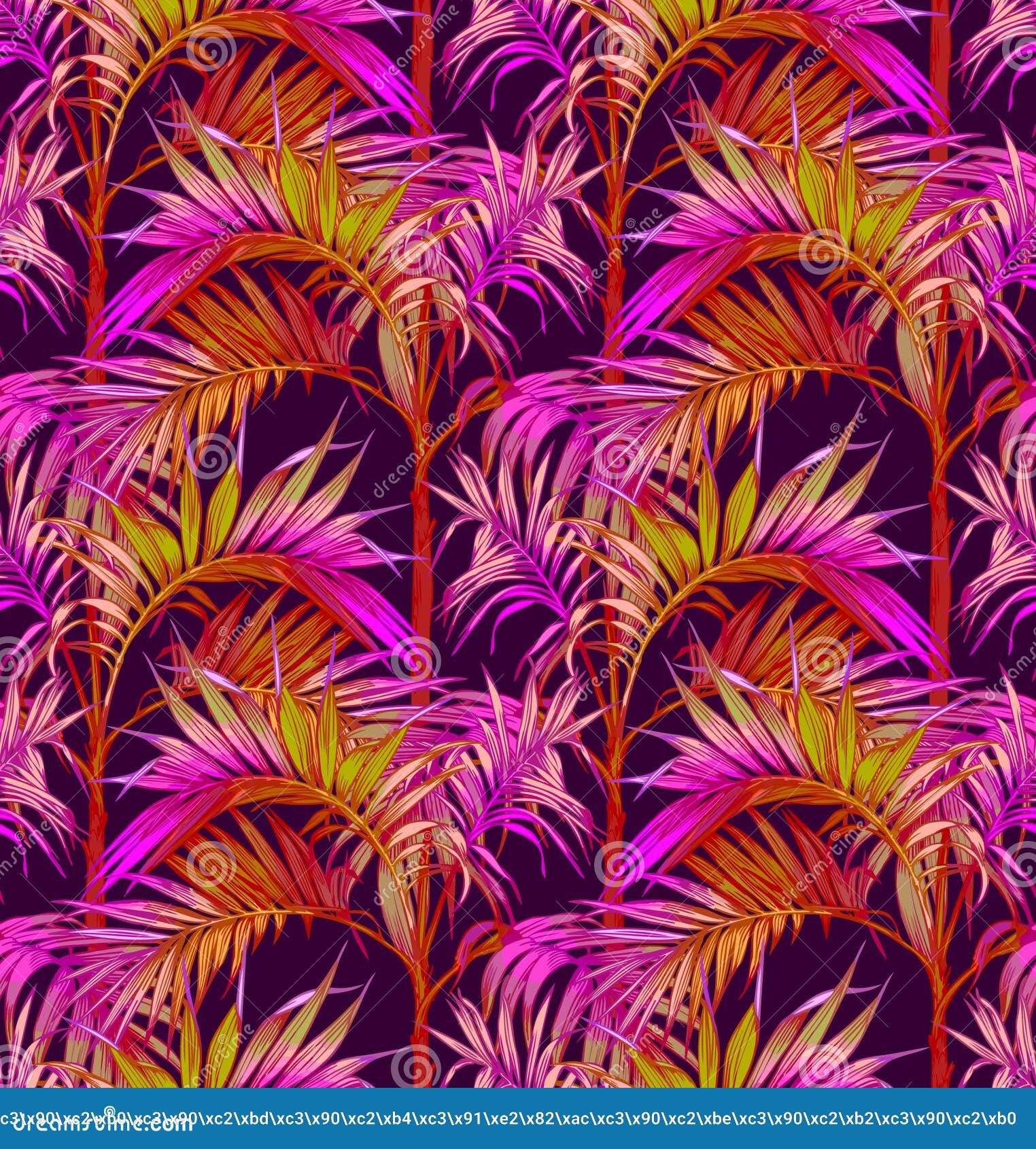 Palm Seamless Pattern. Tropical Leaves Backgrounds. Stock Vector