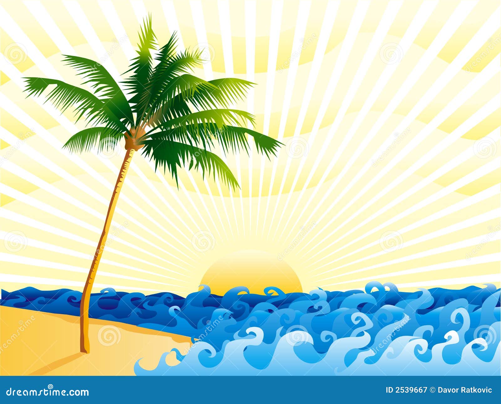 Palm tree on the beach stock vector. Illustration of summertime - 2539667