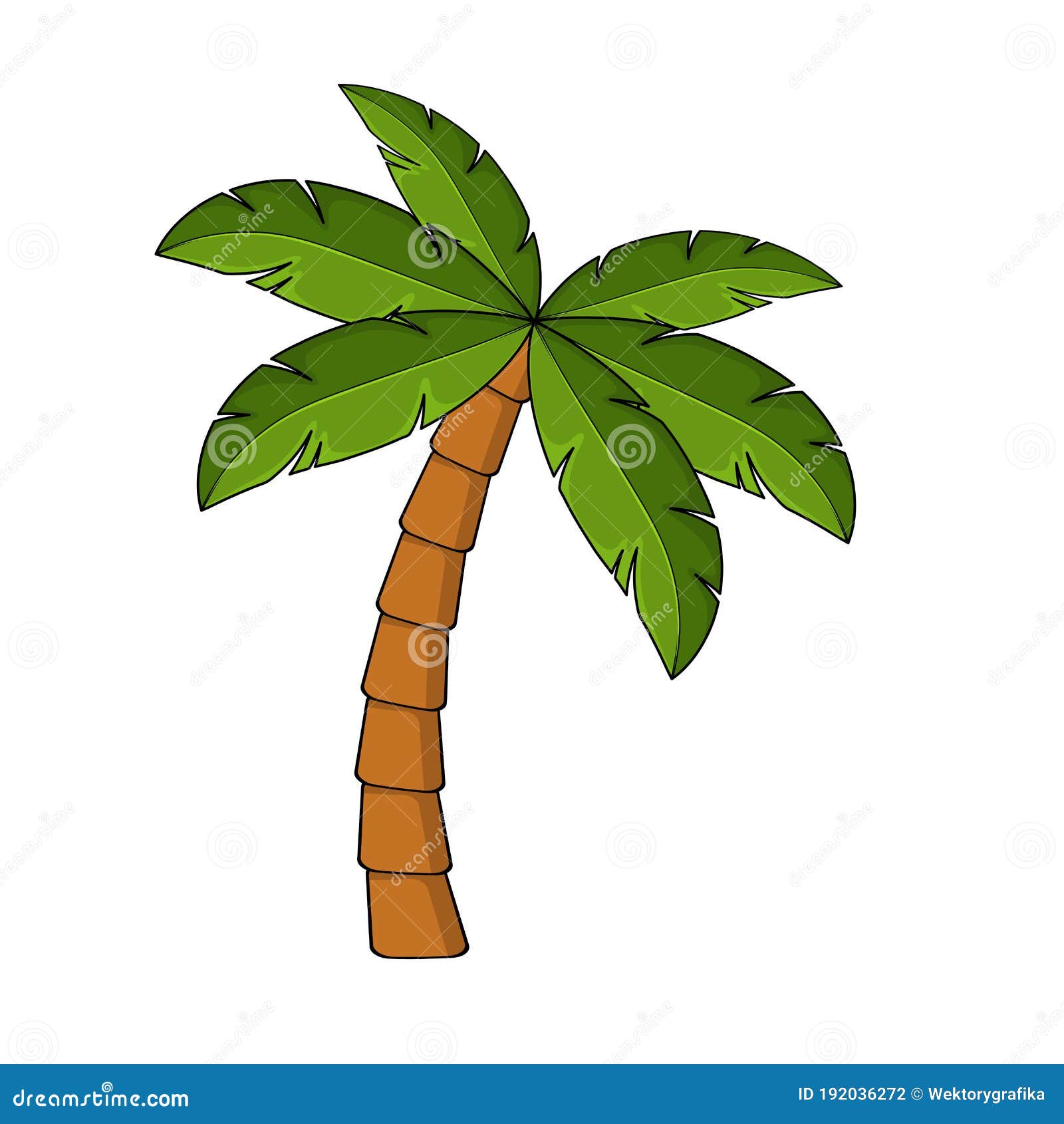 Palm Tree Cartoon Isolated on White. Single Palm Clipart. Template for ...