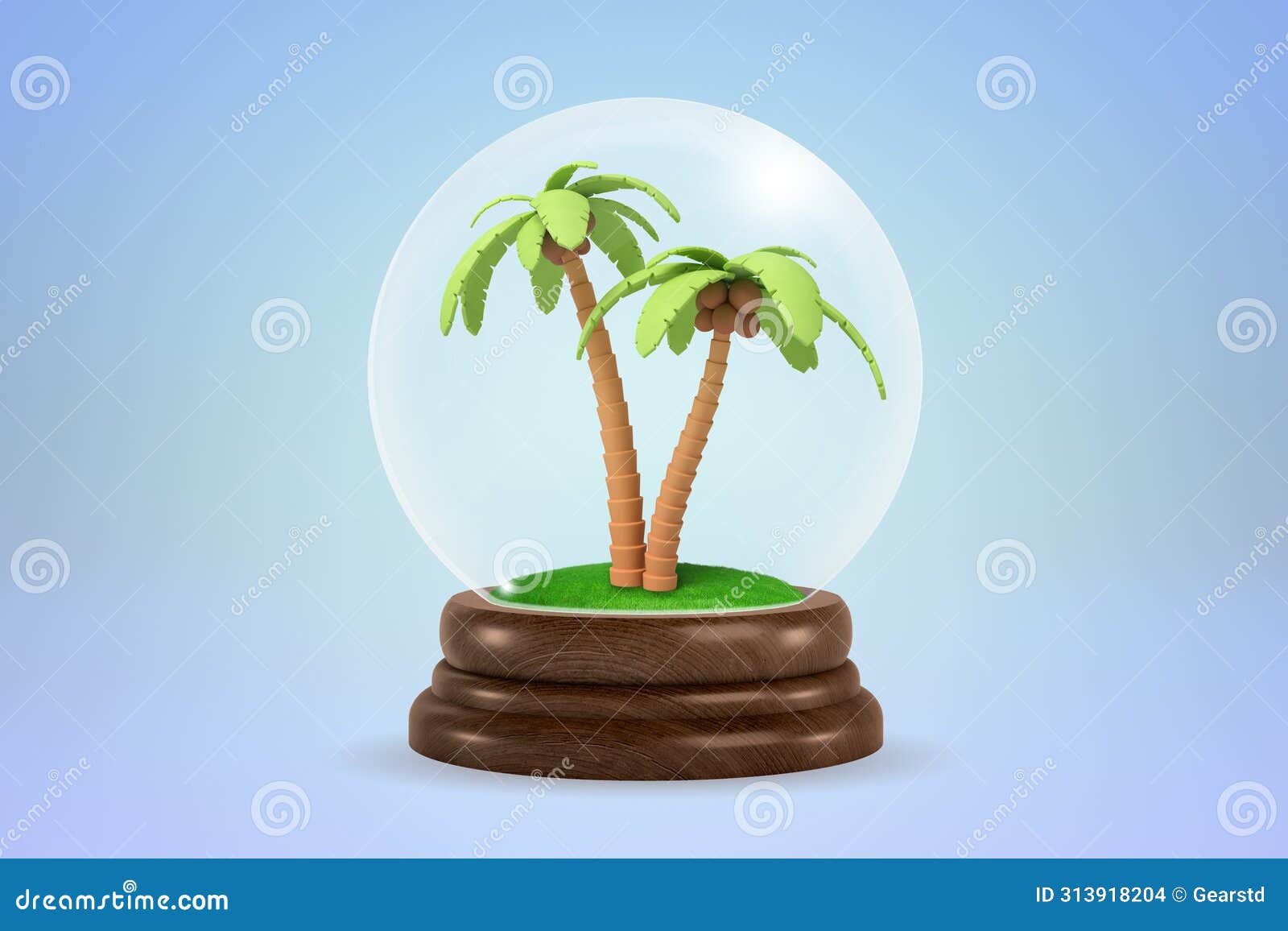 palm tree encased in a snow globe