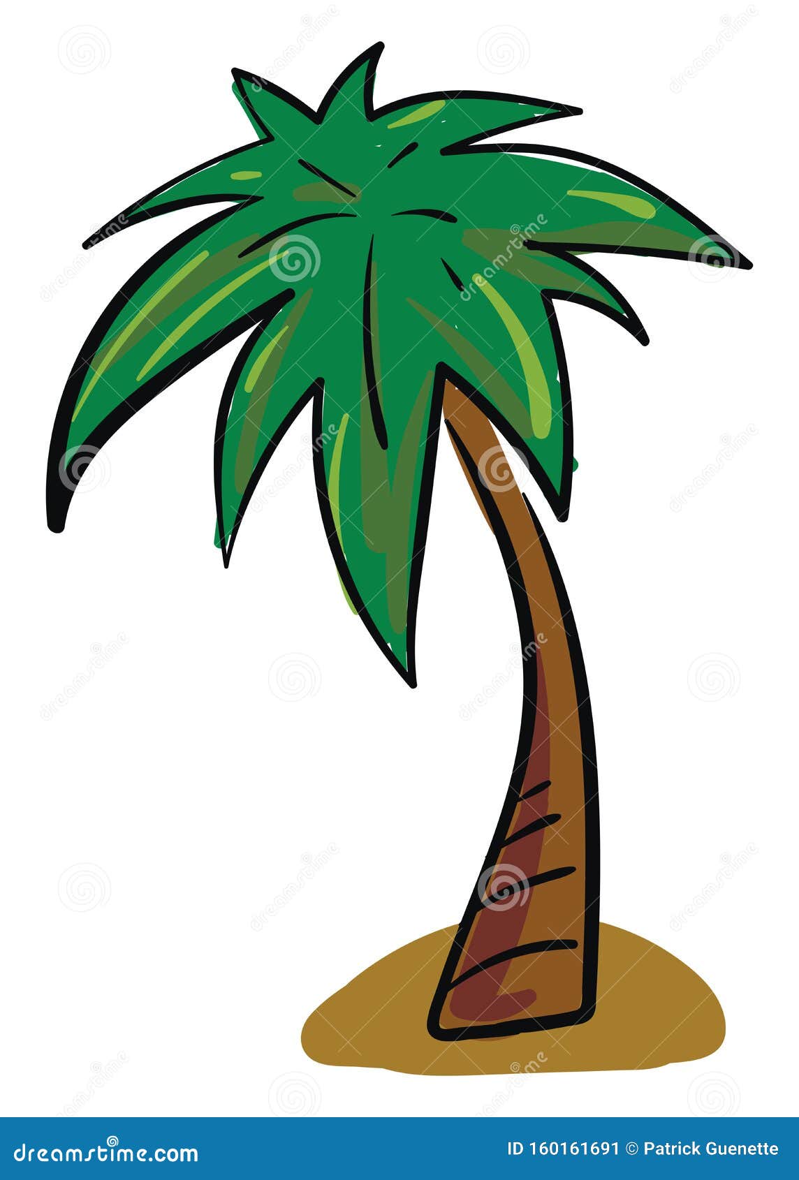Clipart of a Palm Tree Above the Soil Over a White Background, Vector ...