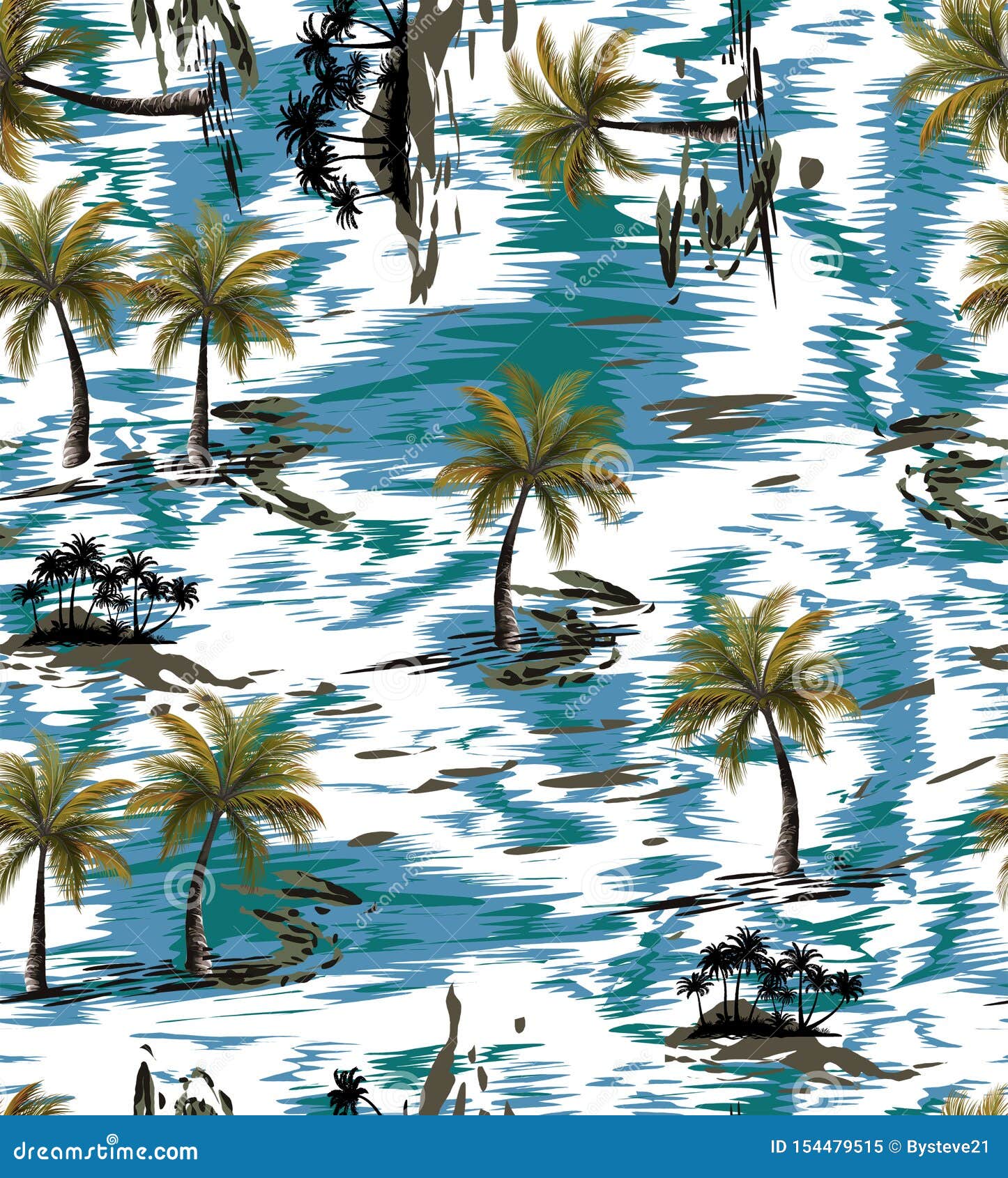 palm tree and island beach colorful pattern