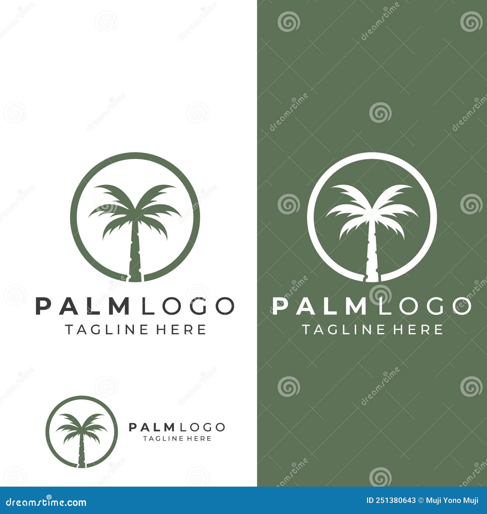 Palm Tree Logo, Palm with Waves and Sun. Using Illustrator Template ...