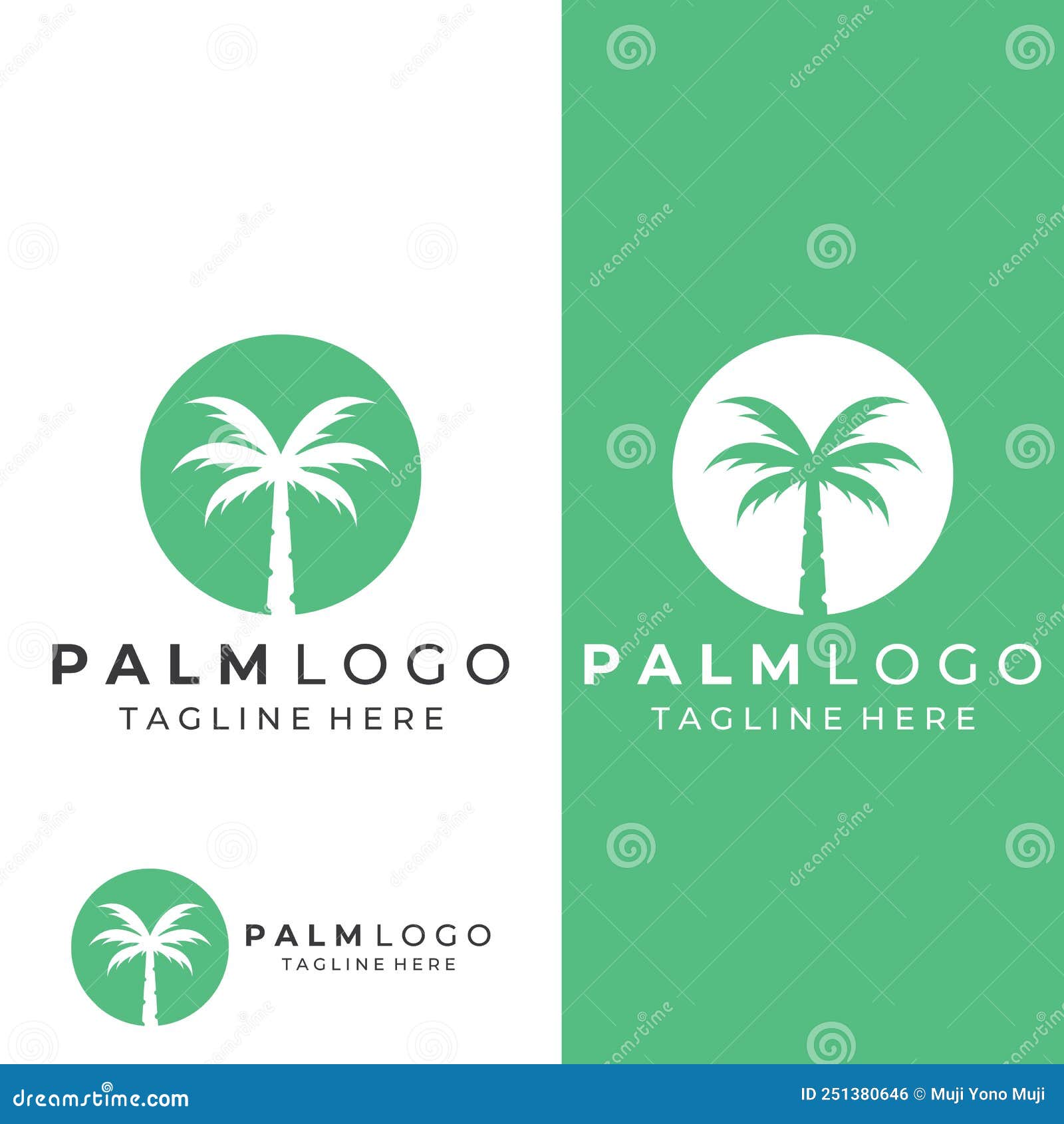 Palm Tree Logo, Palm with Waves and Sun. Using Illustrator Template ...