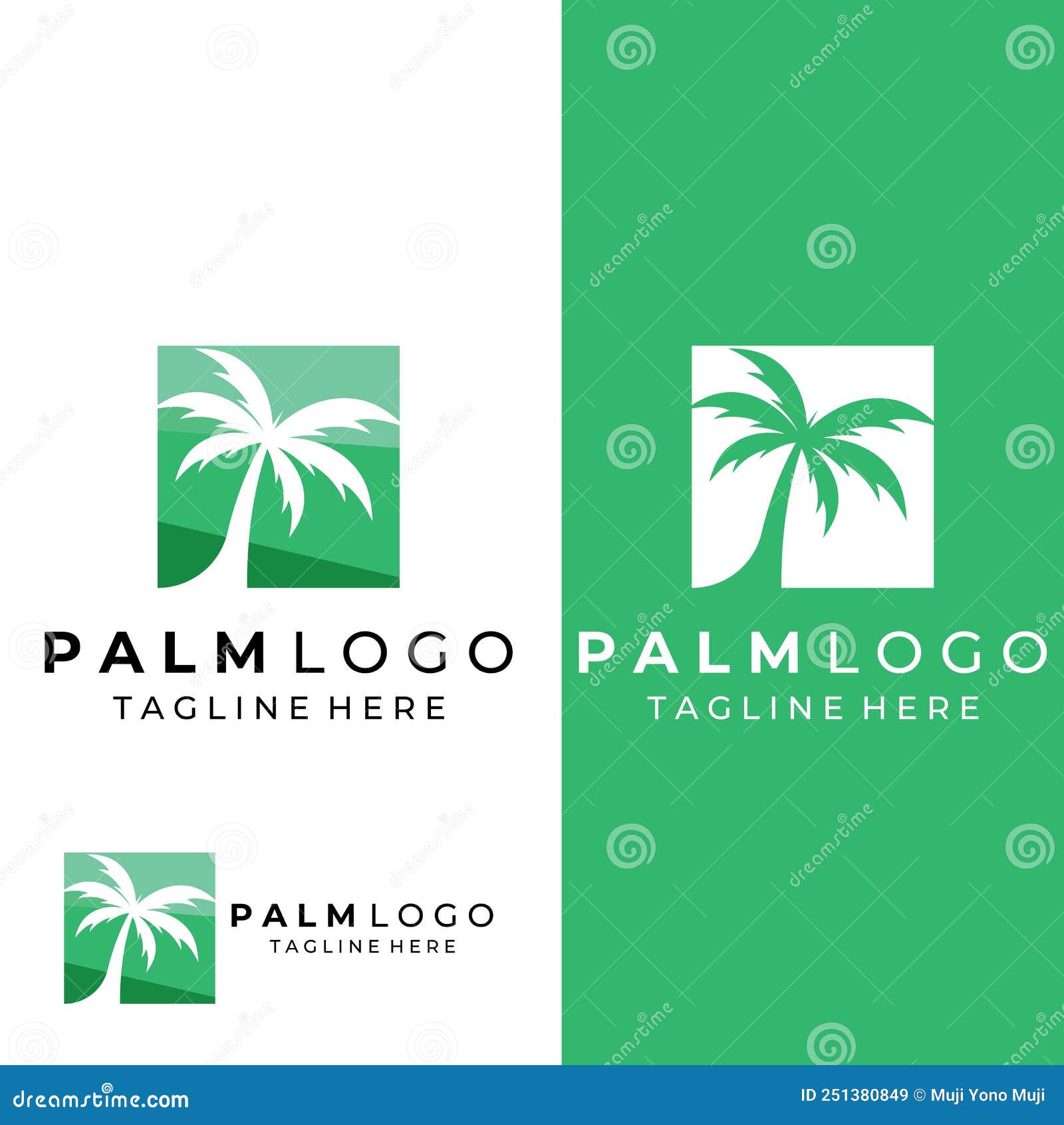 Palm Tree Logo, Palm with Waves and Sun. Using Illustrator Template ...