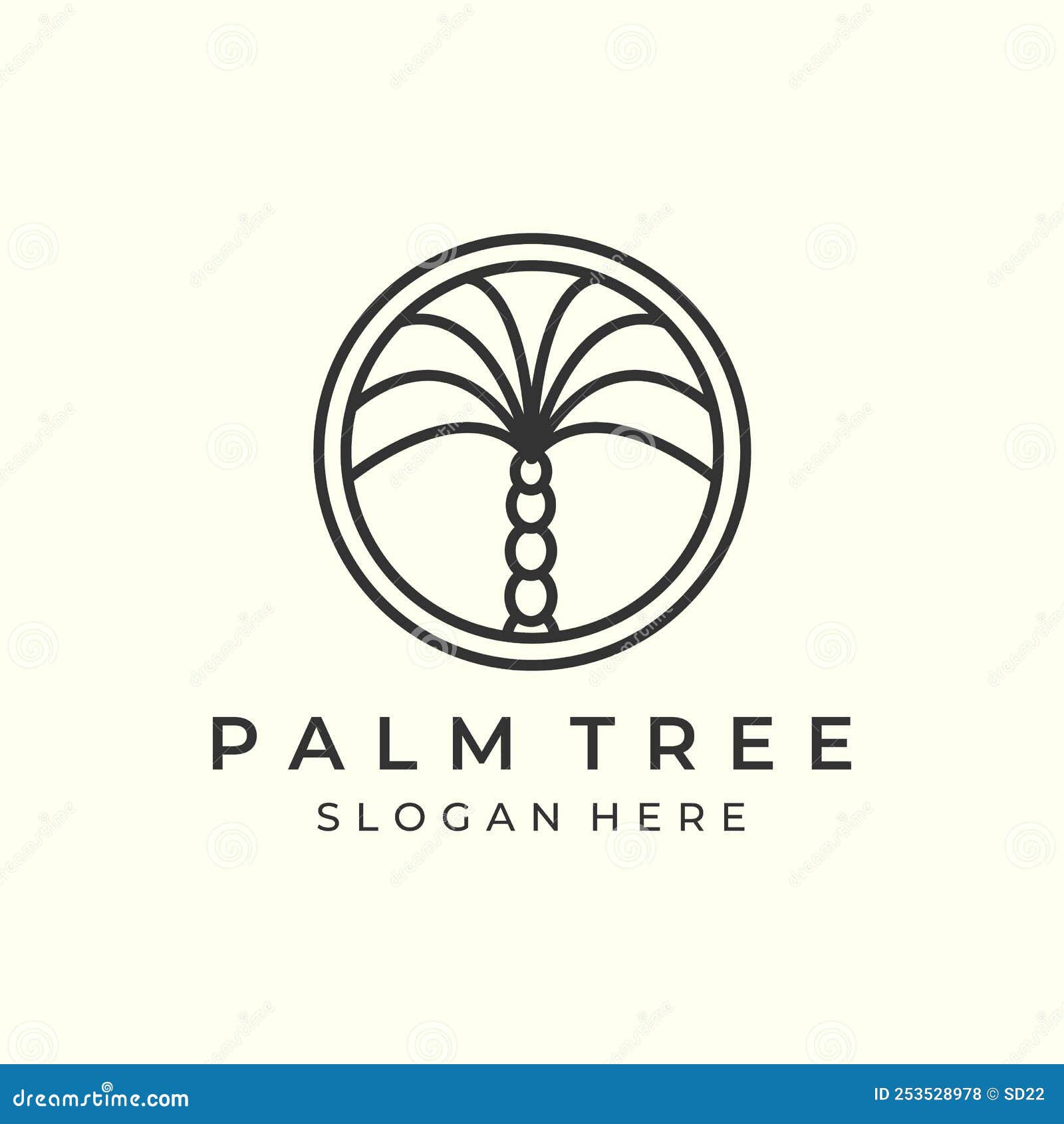 Palm Tree with Minimalist Linear and Emblem Style Logo Icon Template ...