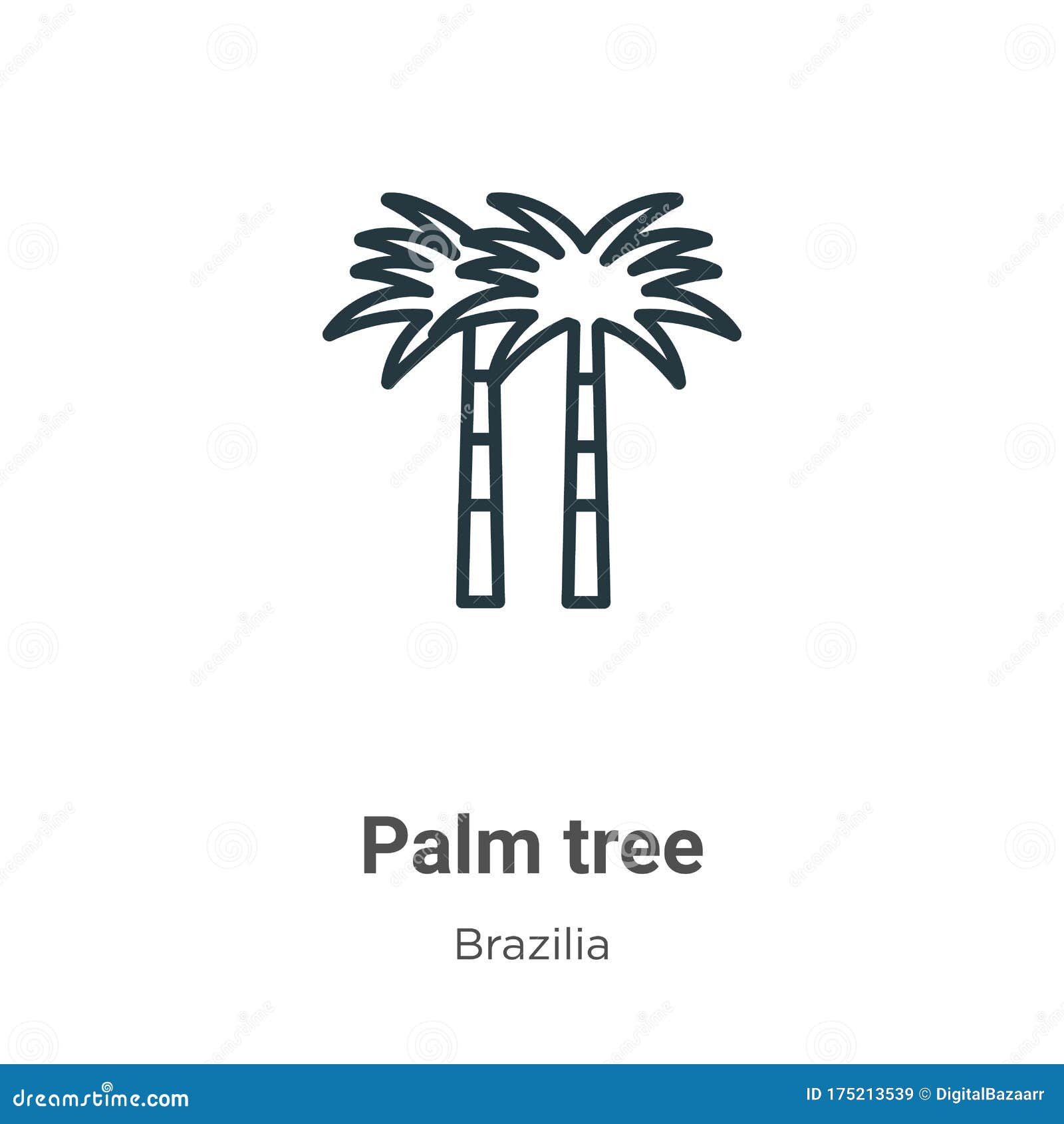 palm tree outline  icon. thin line black palm tree icon, flat  simple   from editable brazilia