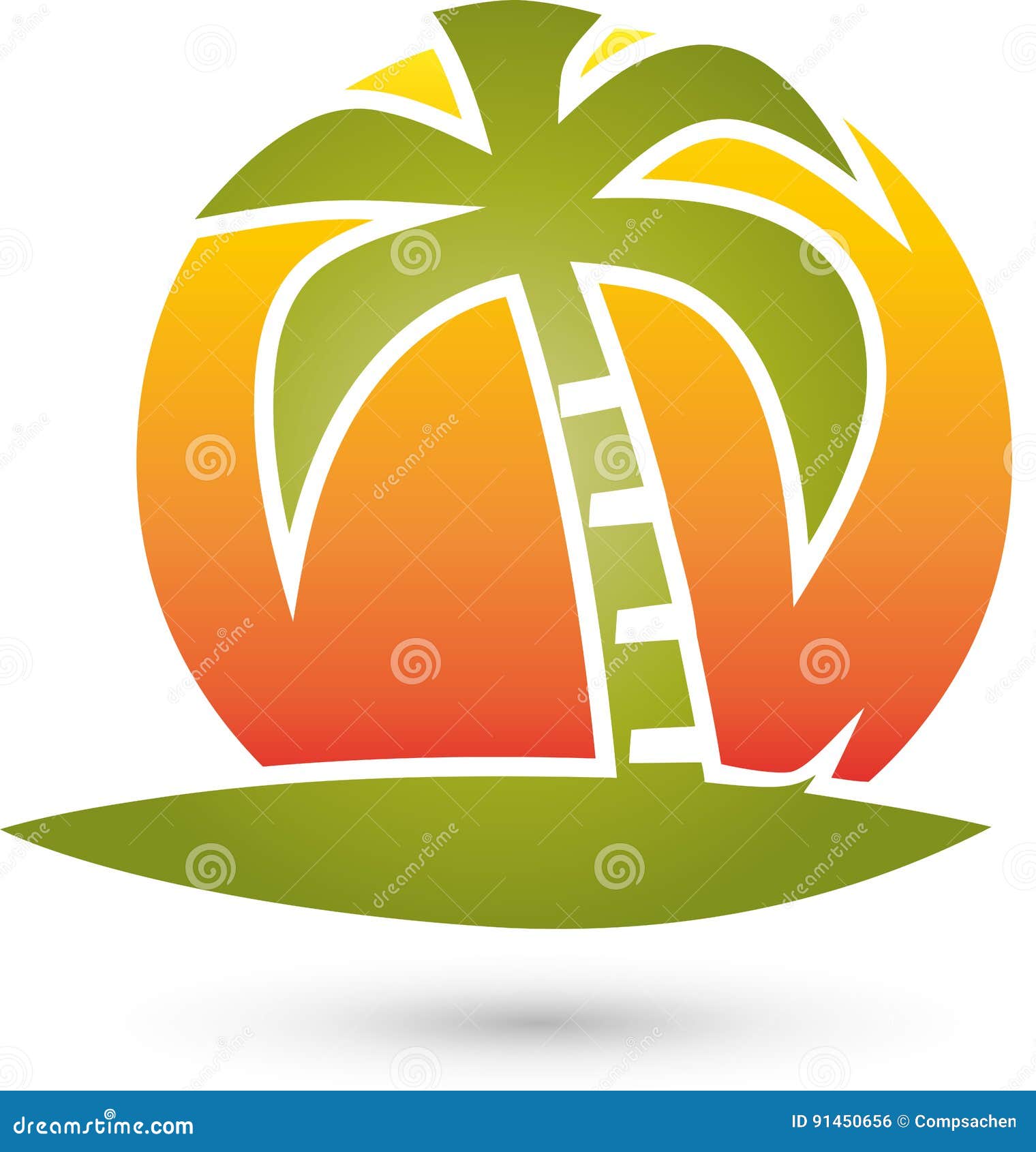 palm tree and sun, turism and travel logo