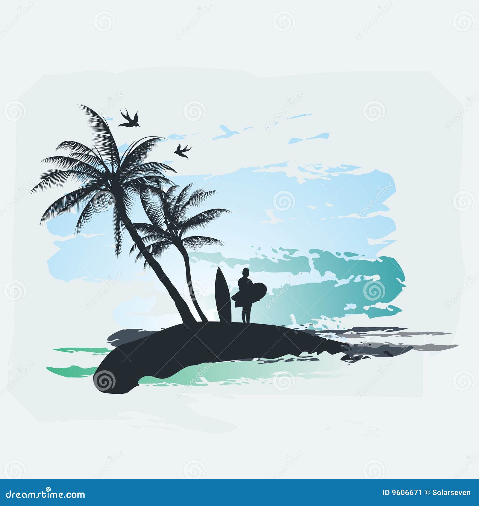 Palm tree Surf stock illustration. Illustration of frame 9606671