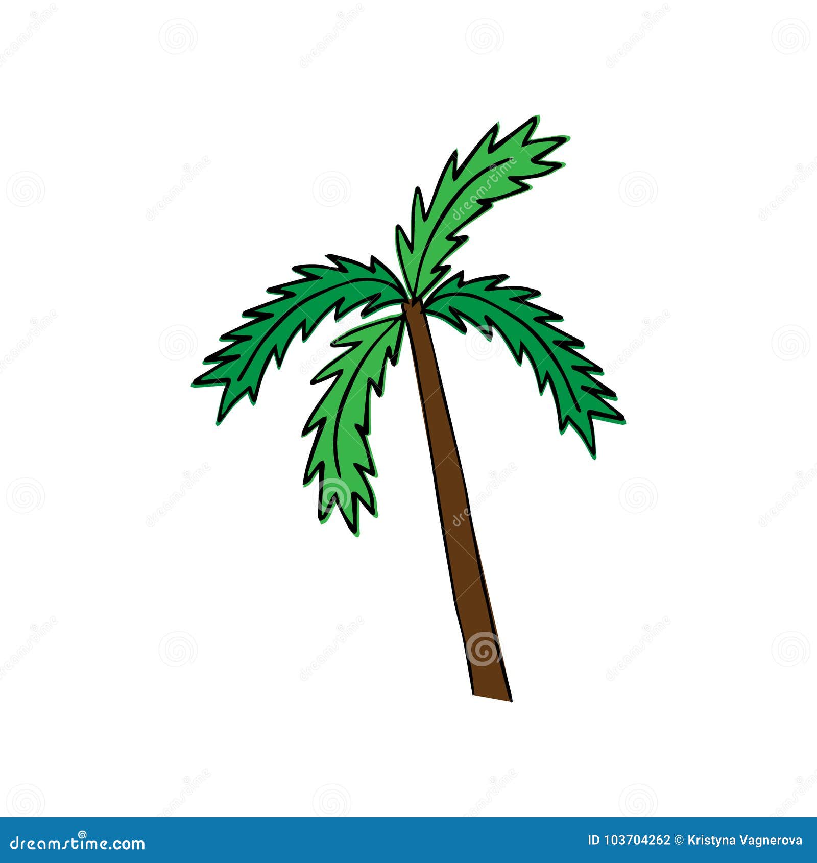 Hand Drawn Palm Tree Colorful Stock Vector - Illustration of colorful ...