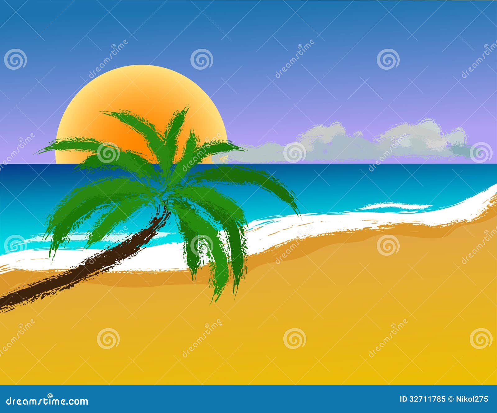 Palm trees on the beach stock vector. Illustration of holiday - 32711785