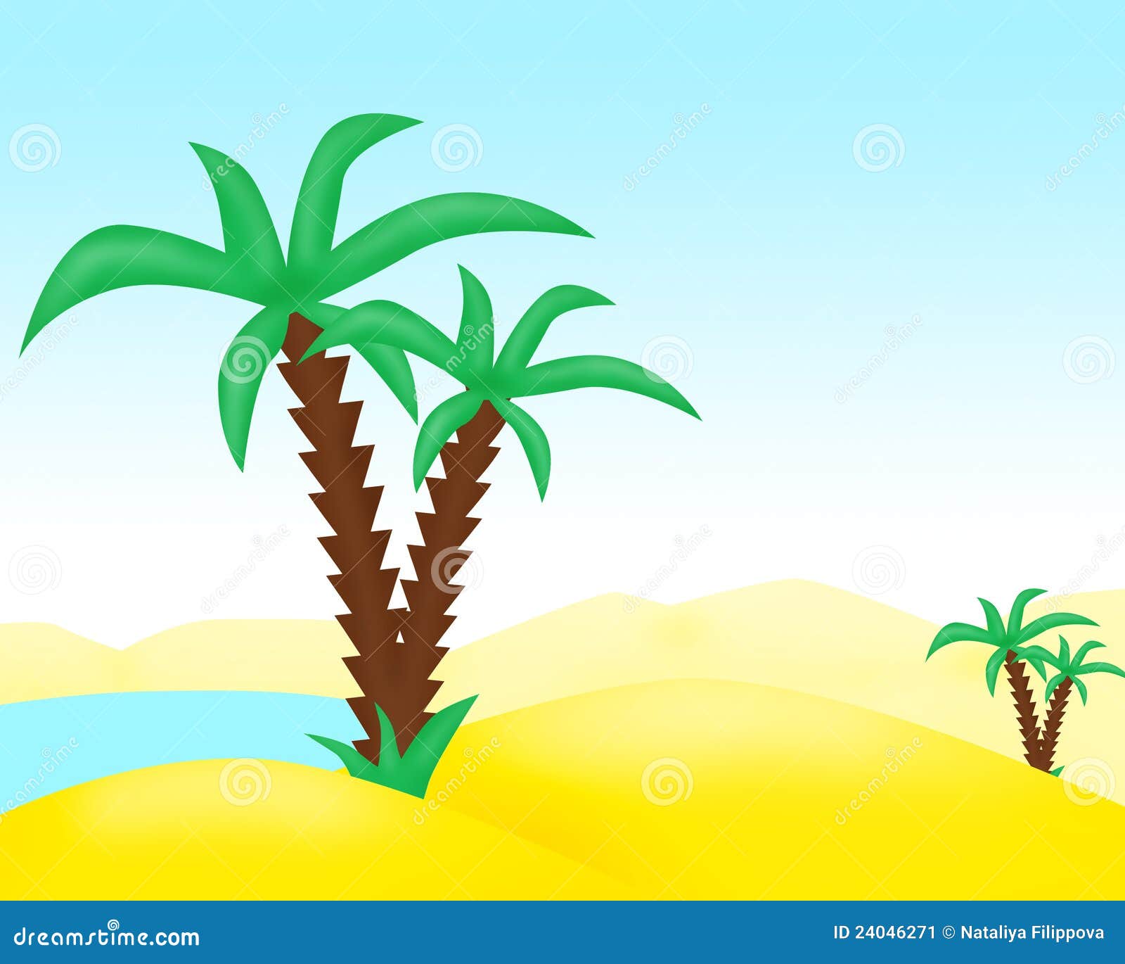Palm trees in the desert stock illustration. Illustration of climate