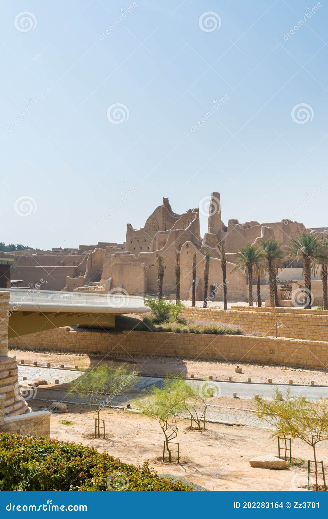 palm trees and ruins of diraiyah, also as dereyeh and dariyya, a town in riyadh, saudi arabia, was the original home of the saudi