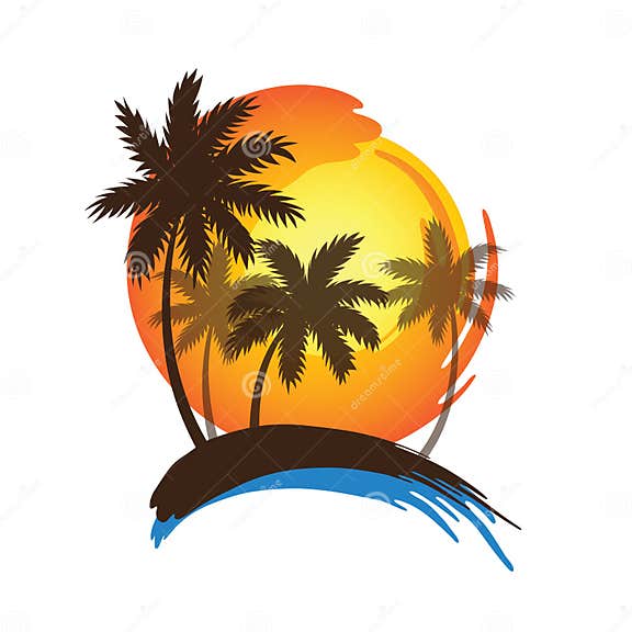 Palm trees sunset stock vector. Illustration of palm - 66647984