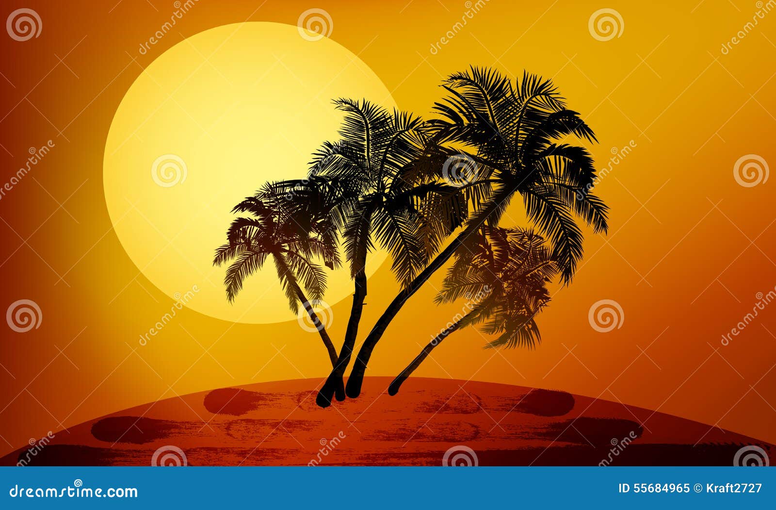 Palm trees at sunset stock vector. Illustration of color 55684965
