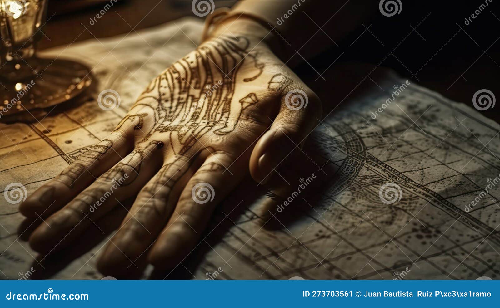 Palmistry Fortune Teller. Ai Generative. Stock Illustration
