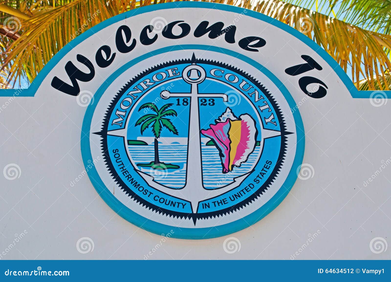 palms, signboard, welcome to monroe county, key west, keys, cayo hueso, island, florida
