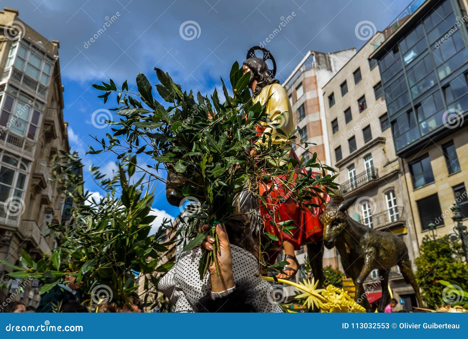 Palmzondag in Vigo - Galicië, Spanje. Vigo, Galicië - Spanje - Maart vijfentwintigste 2018 - Viering op Palmzondag in Vigo