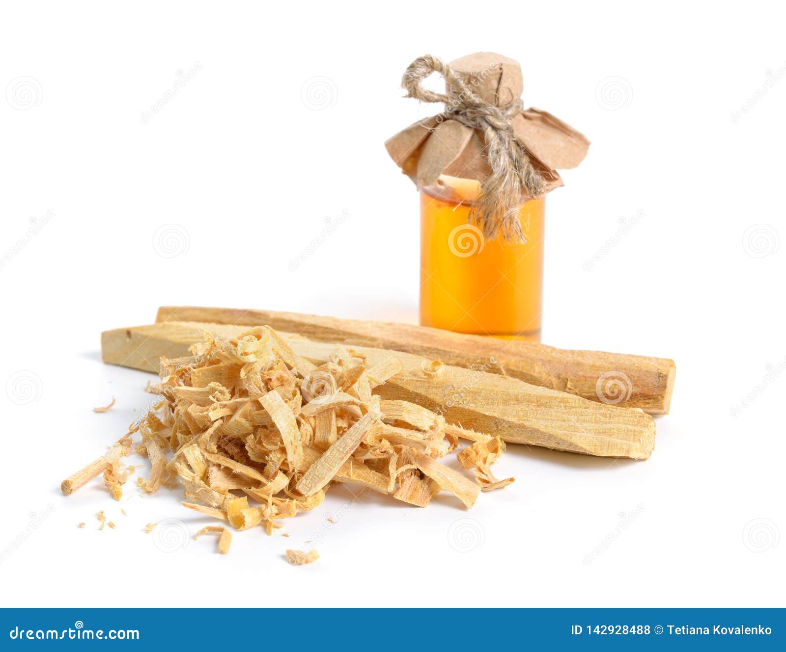 palo santo, holy wood sticks with essential oil.  on white background.
