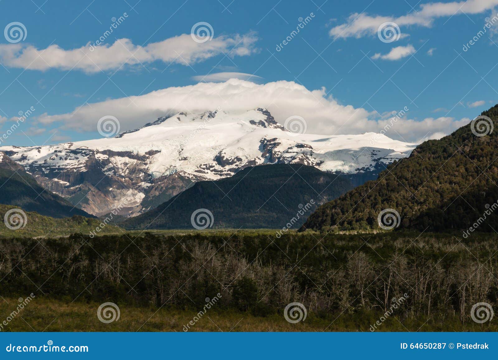 pampa linda with tronador mountain and glacier