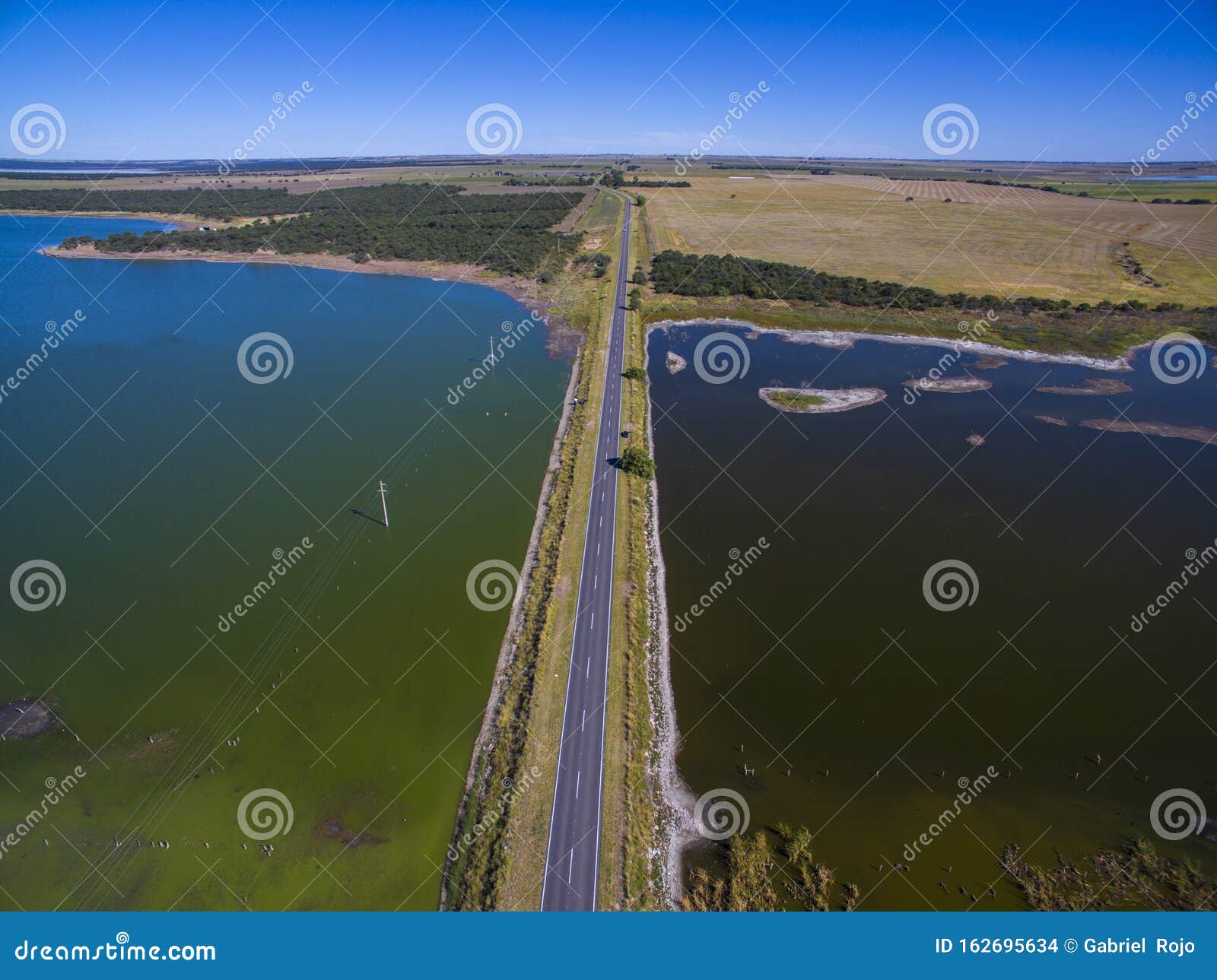 pampas lagoon, aerial view