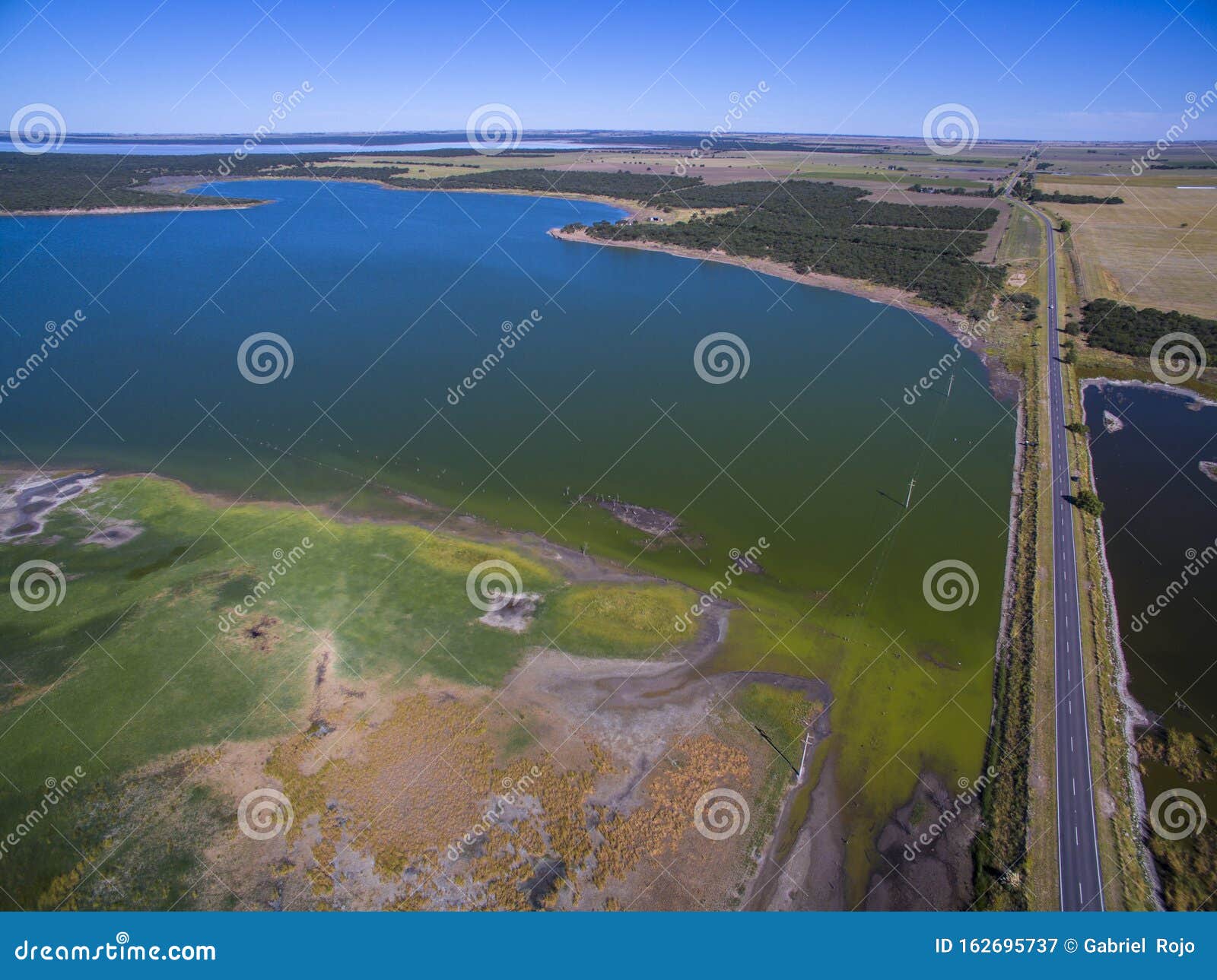 pampas lagoon, aerial view