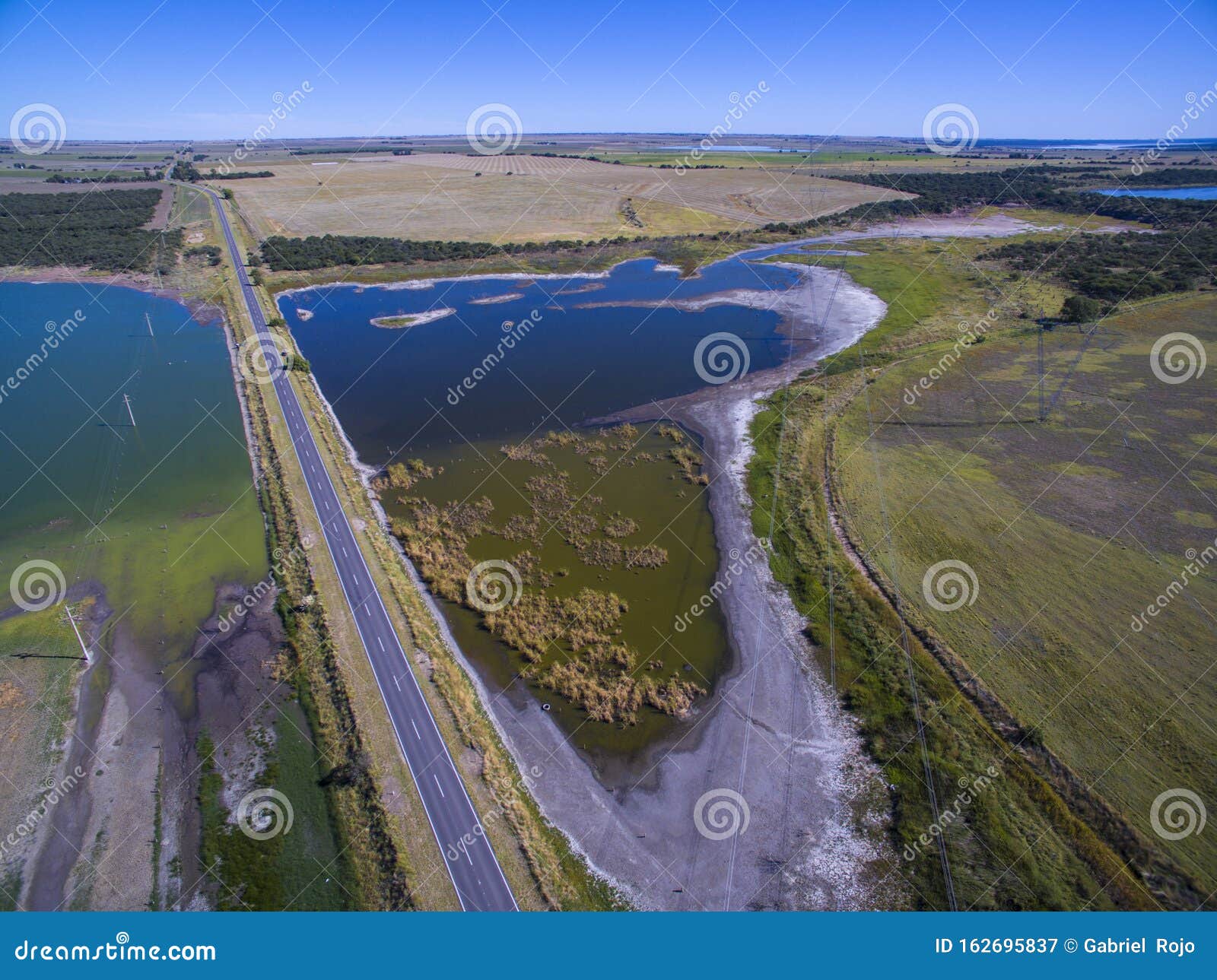 pampas lagoon, aerial view
