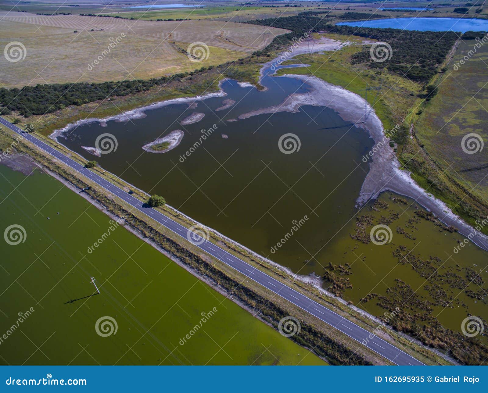 pampas lagoon, aerial view