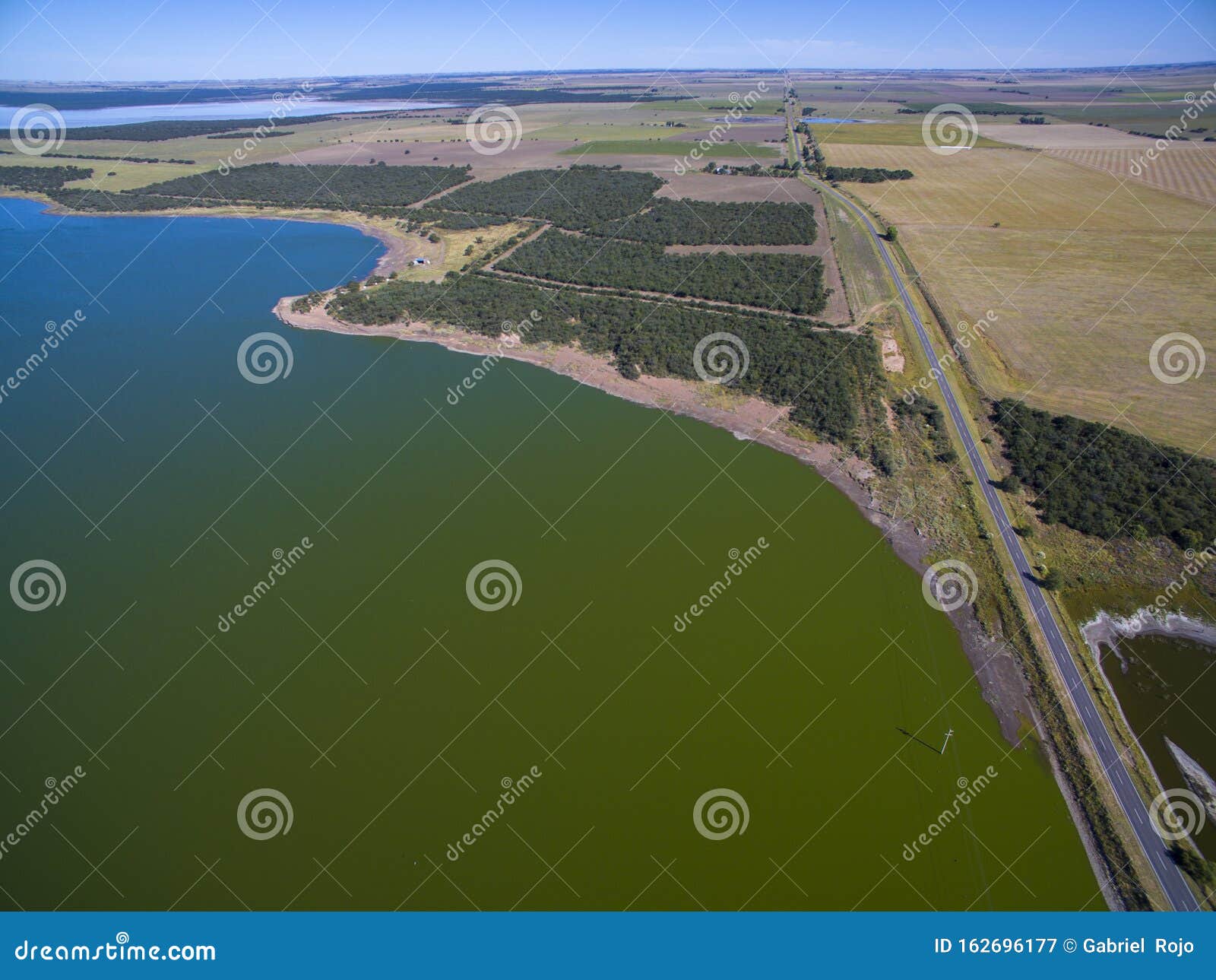 pampas lagoon, aerial view