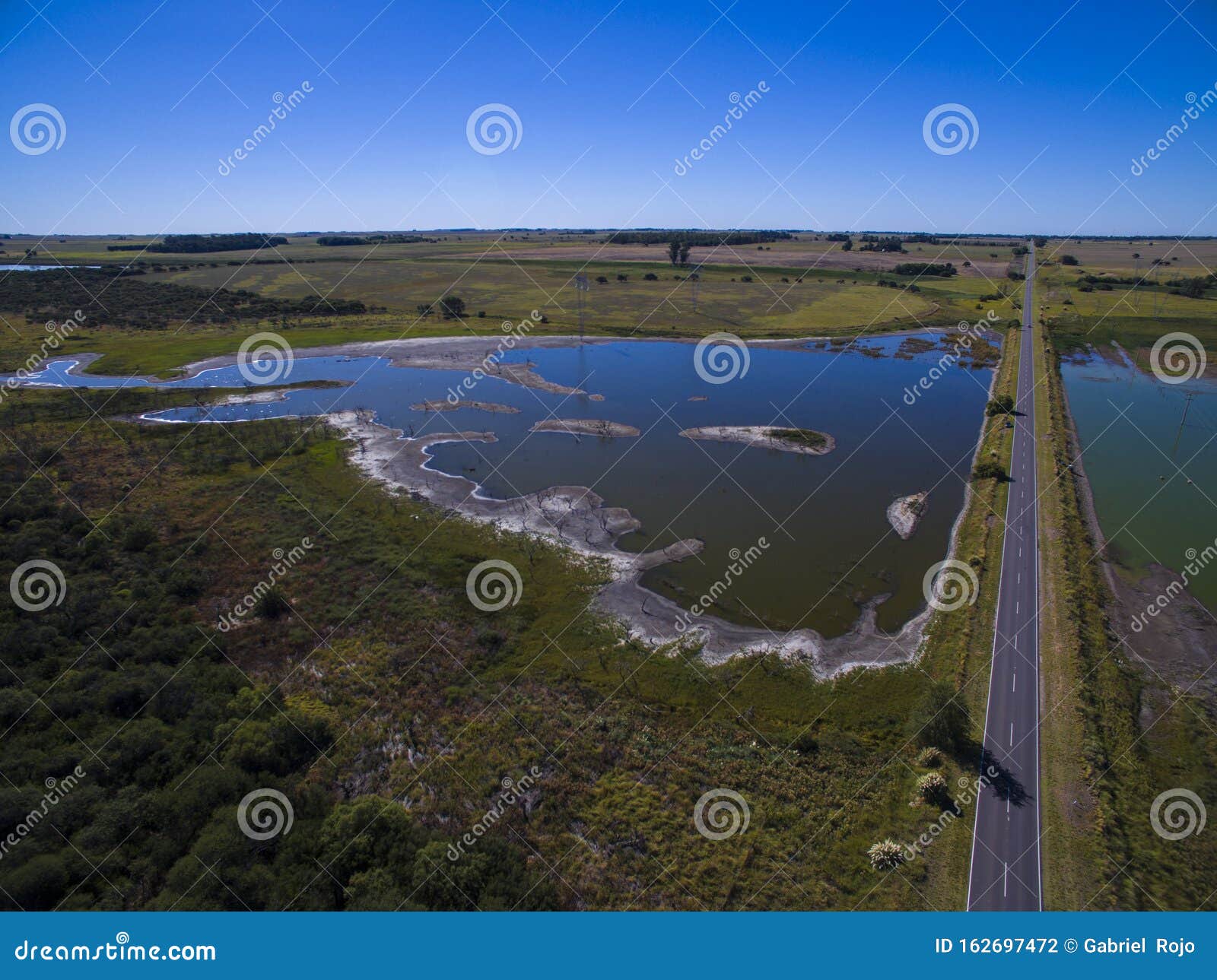 pampas lagoon, aerial view