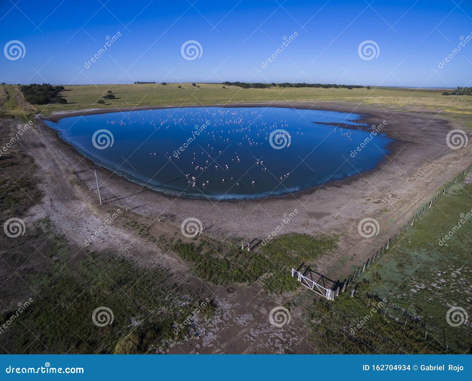 pampas lagoon, aerial view