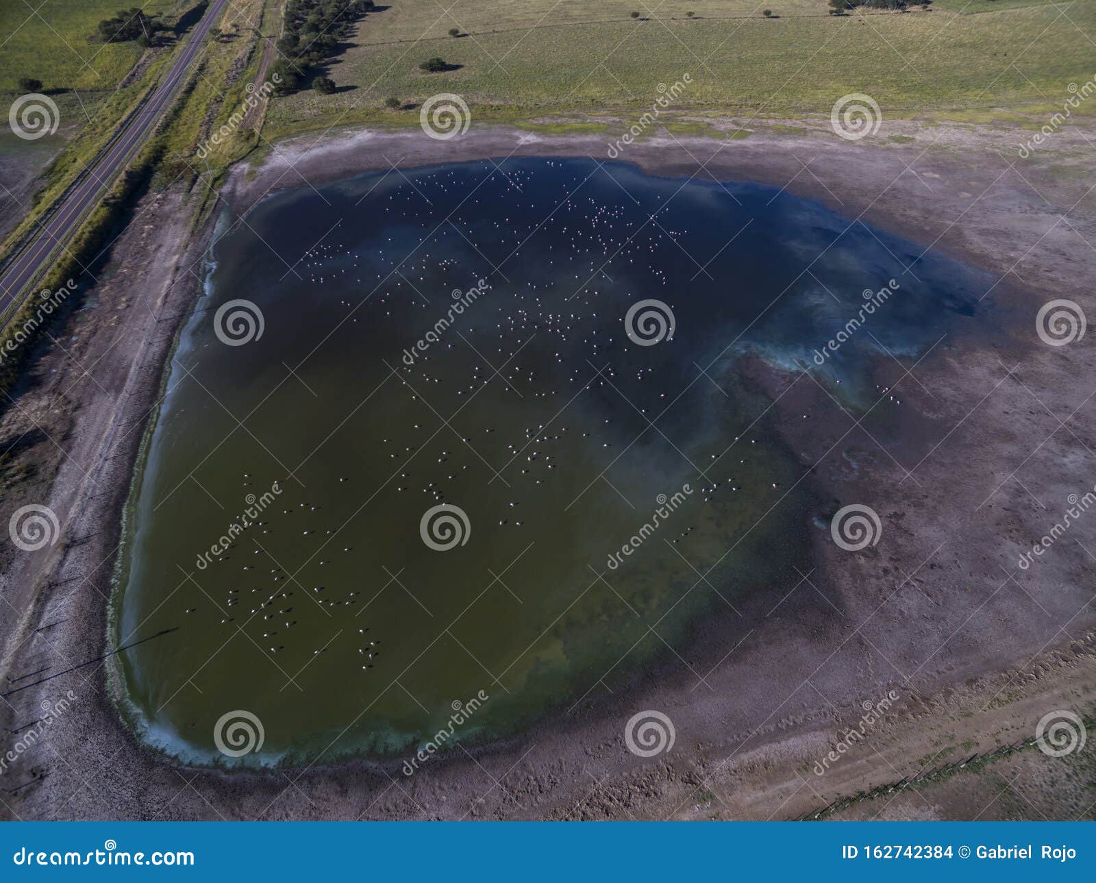 pampas lagoon, aerial view