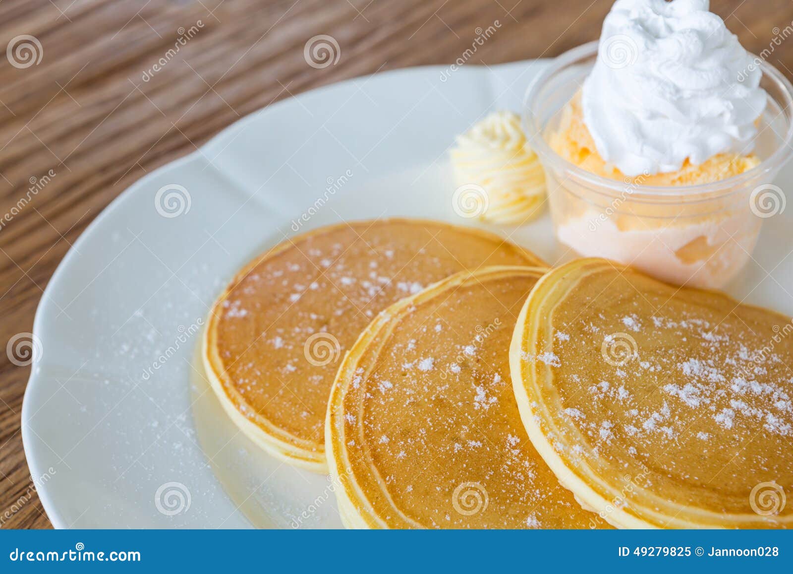Pan cake with ice cream stock image. Image of gourme 49279825
