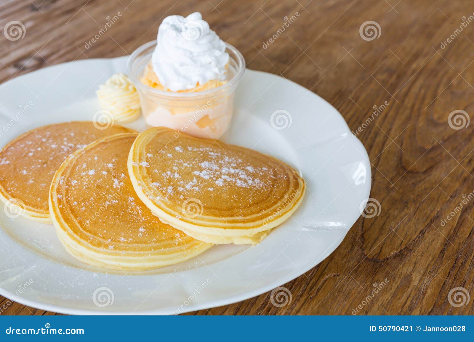 Pan cake with ice cream stock image. Image of icecream 50790421