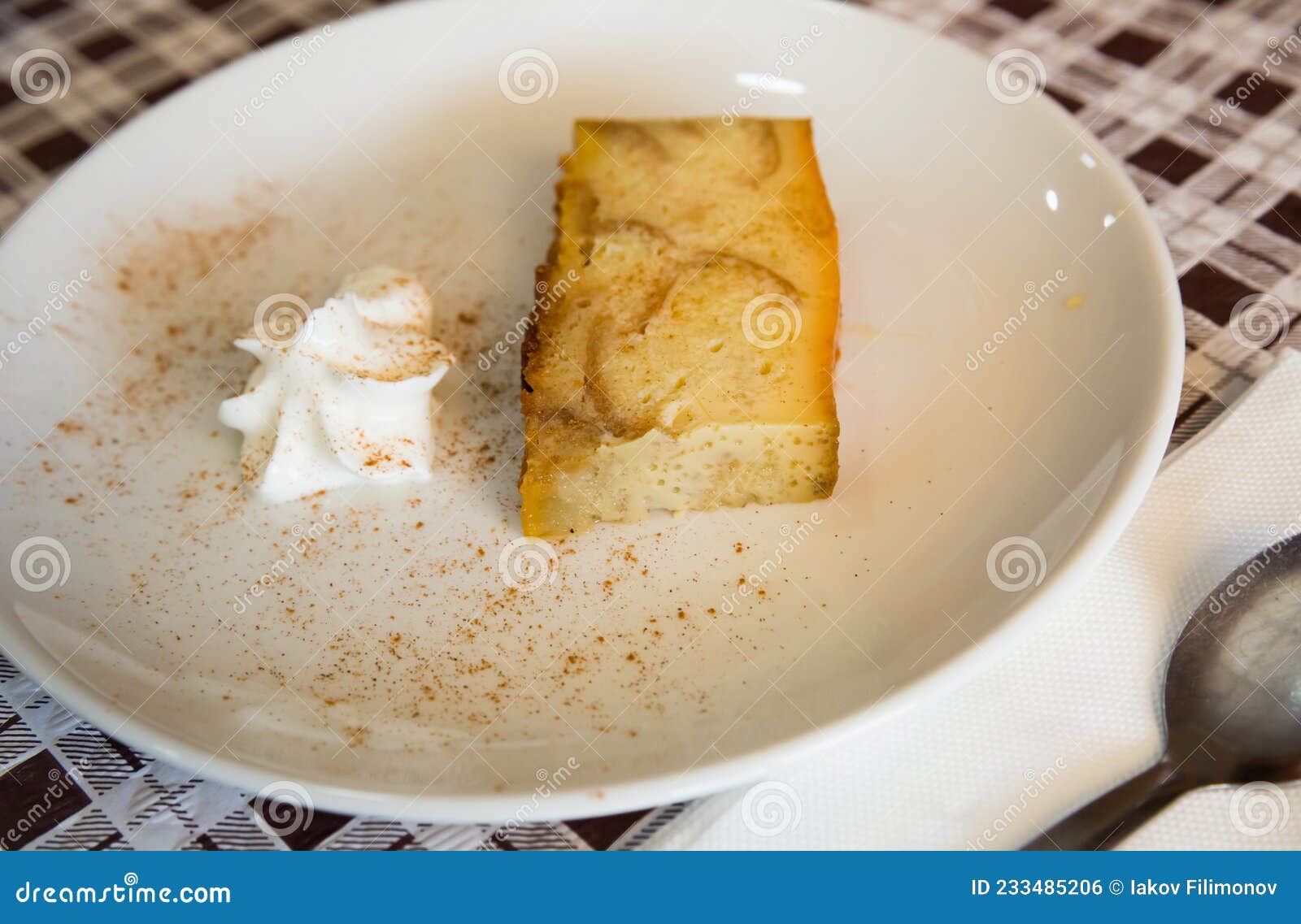 pan de calatrava with creme, pudding cake typical from spain