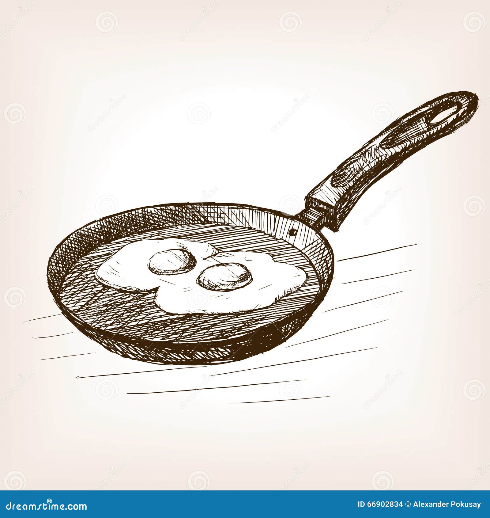 Pan with Eggs Hand Drawn Sketch Style Vector Stock Vector