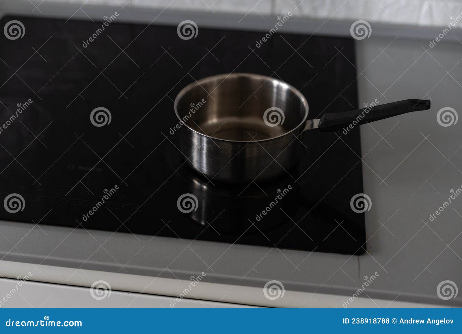 Pan on Electric Stove in the Kitchen Stock Photo Image of cooker