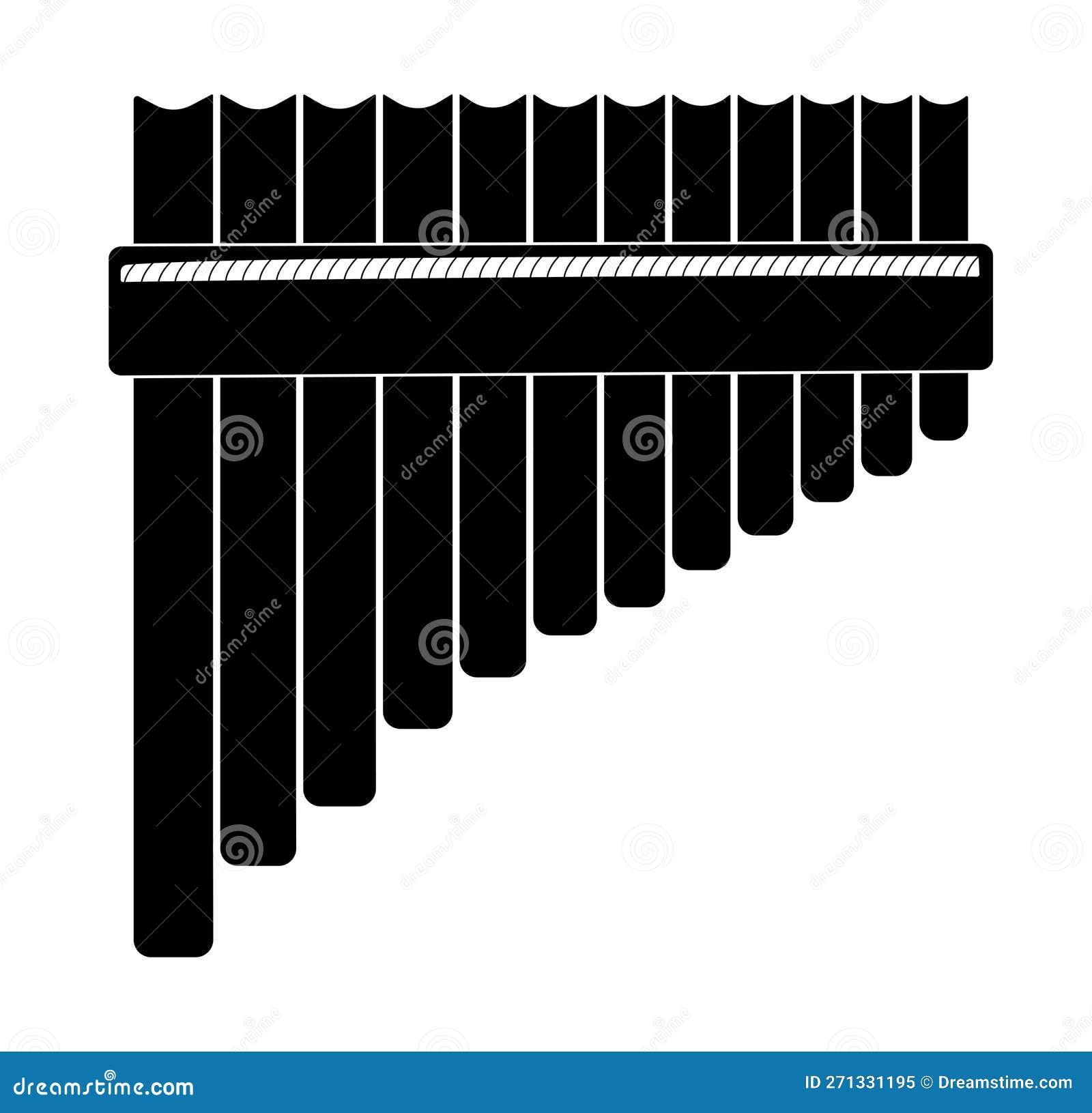 Pan Flute Silhouette, Wood Wind Musical Instruments Cartoon Vector