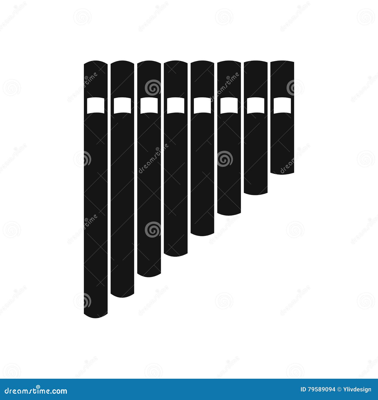 Pan Flute Icon, Simple Style Stock Vector Illustration of brass, pipe