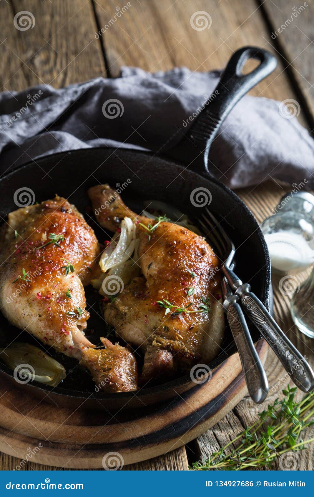 Fried Chicken Legs in a Pan Stock Photo - Image of rustic, crisp: 134927686