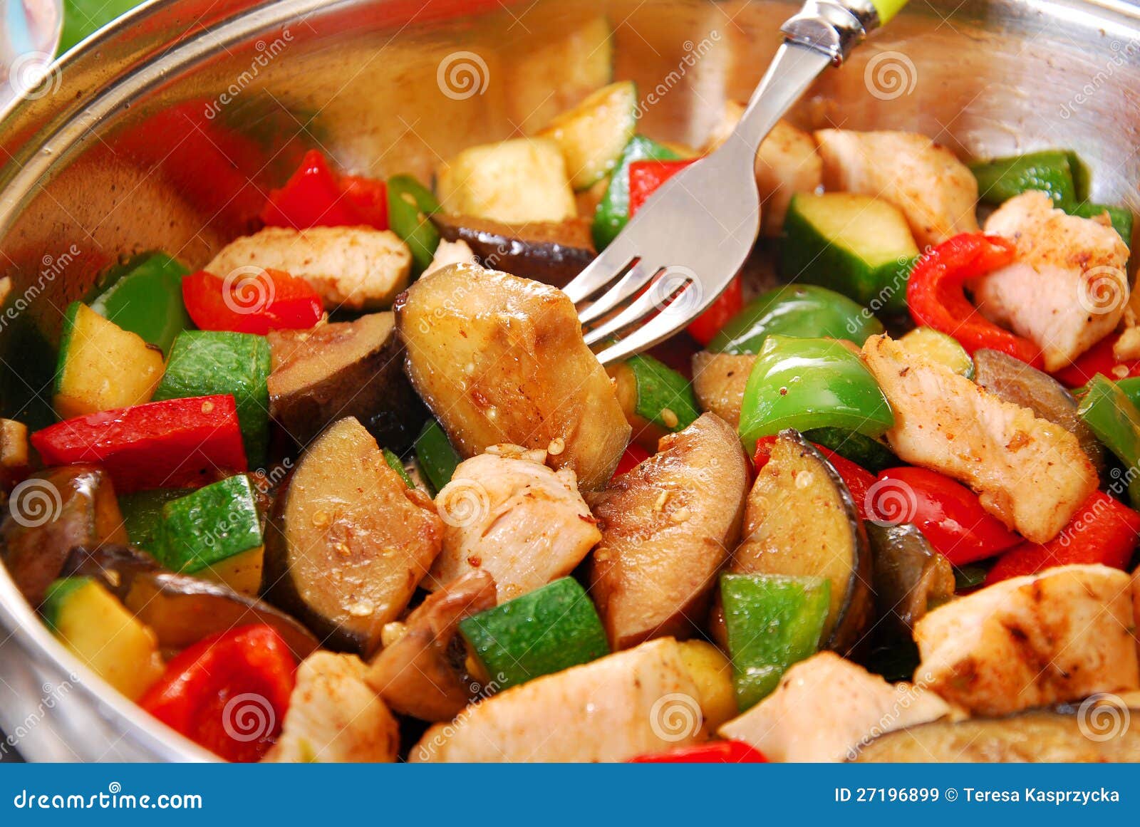 Pan with Fried Chicken and Vegetables Stock Image Image of dieting, diet 27196899