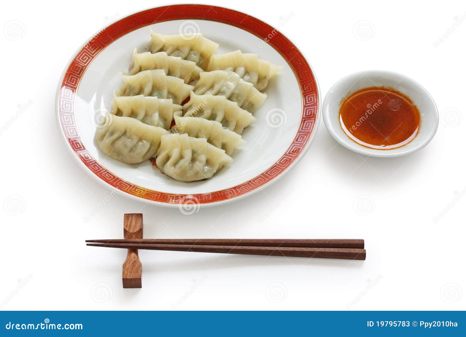Pan Fried Chinese Dumplings Stock Image Image of stickers, chinese