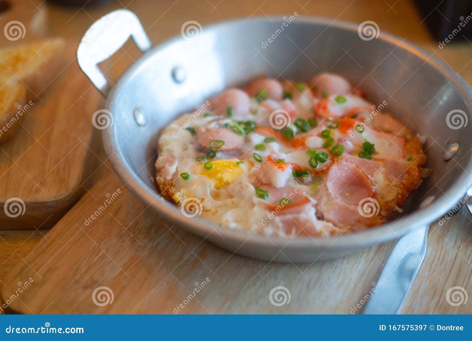 Panfried Egg with Toppings Stock Image Image of fried, traditional
