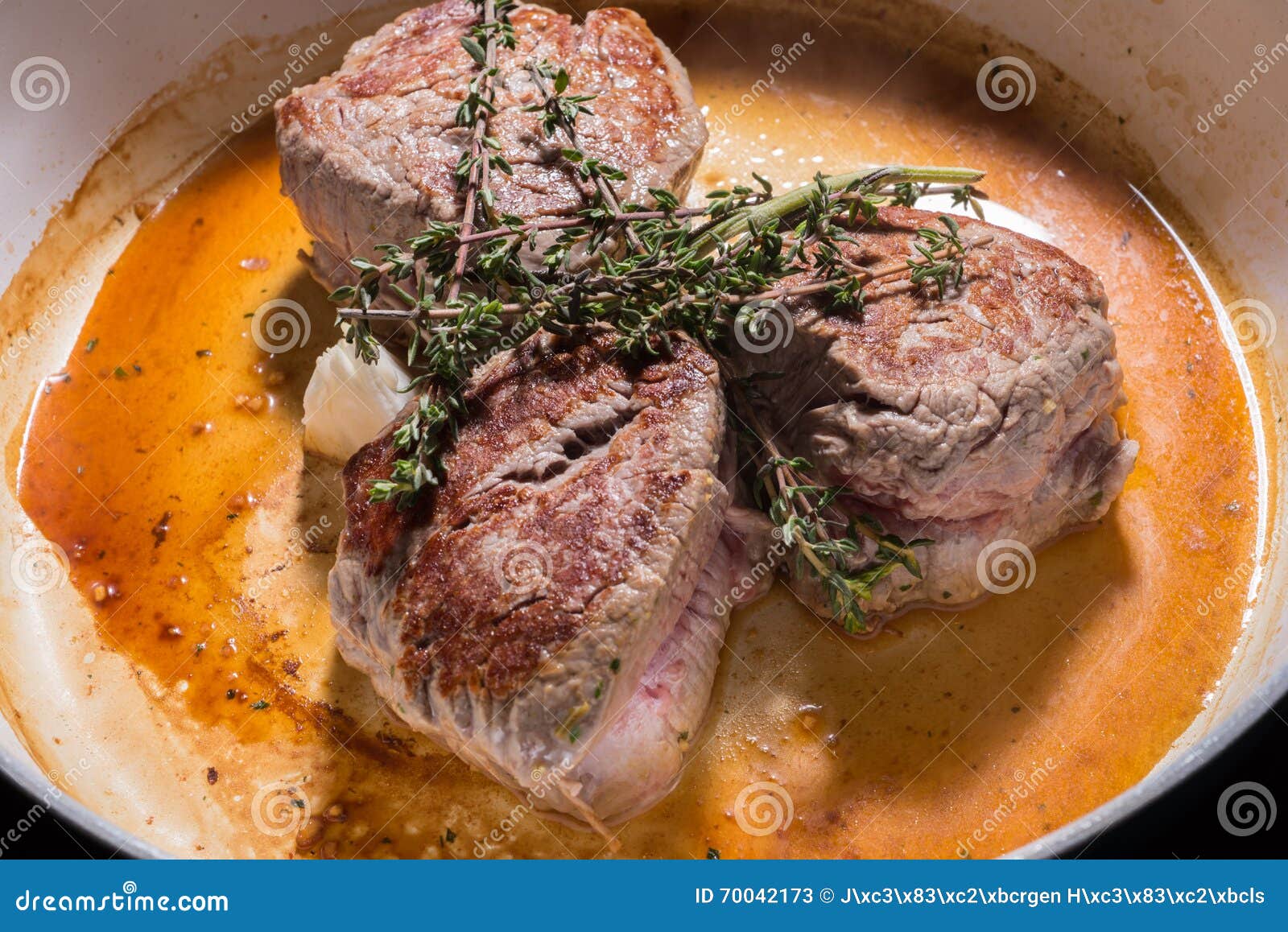 Panfried Filet of Beef with Rosemary Stock Image Image of brown
