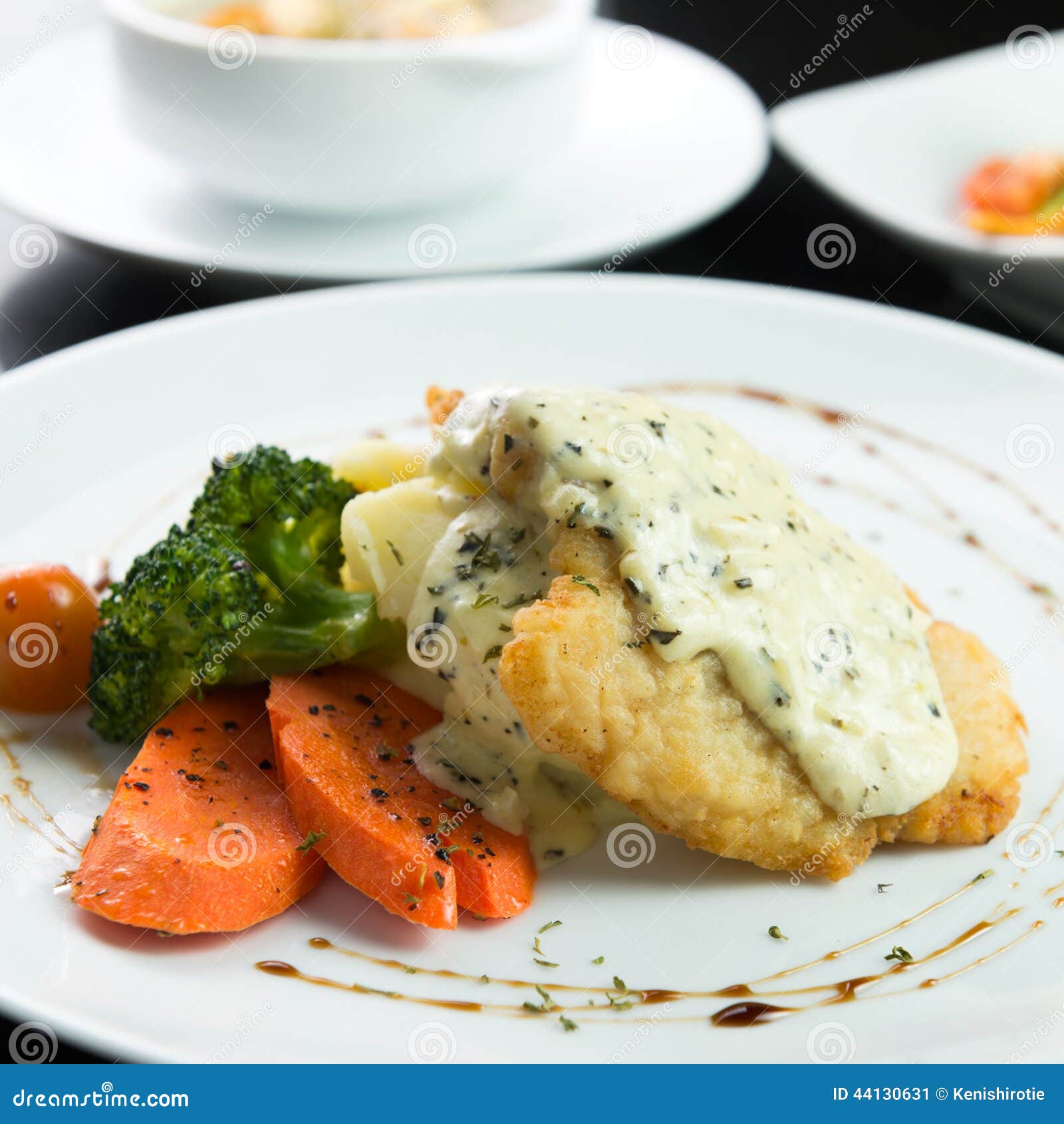 Pan Fried Fish Western Food Stock Image Image of fresh, tasty 44130631