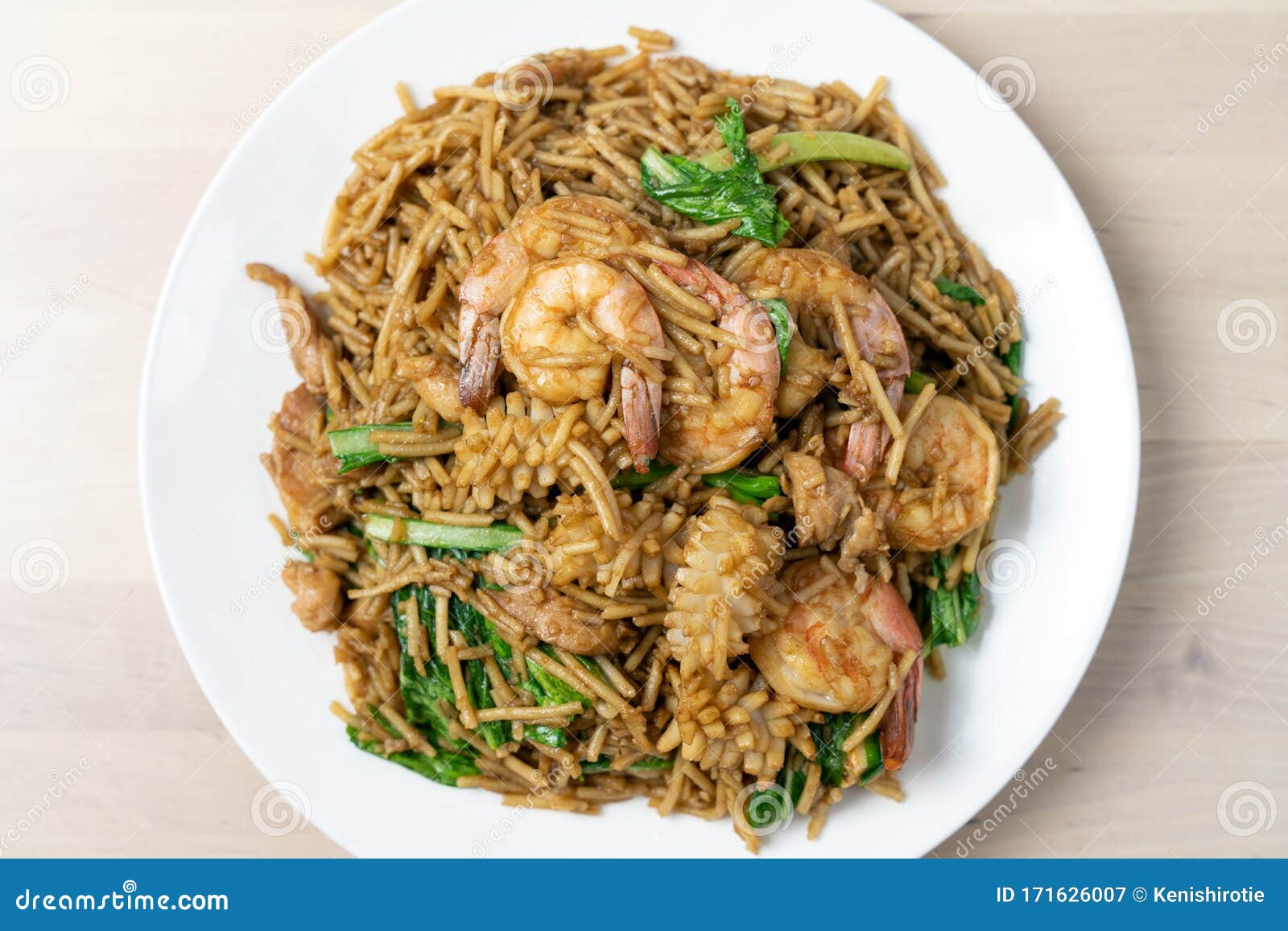 Pan Fried Noodles with Seafood Stock Image Image of cooking