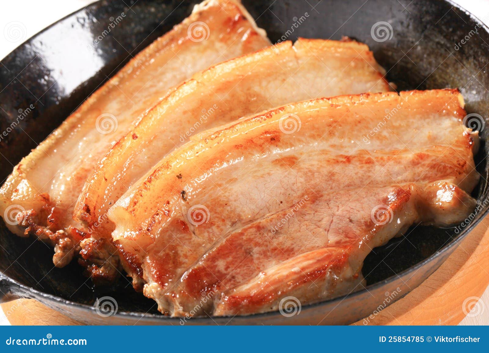 Pan fried pork belly stock image. Image of food, slices 25854785