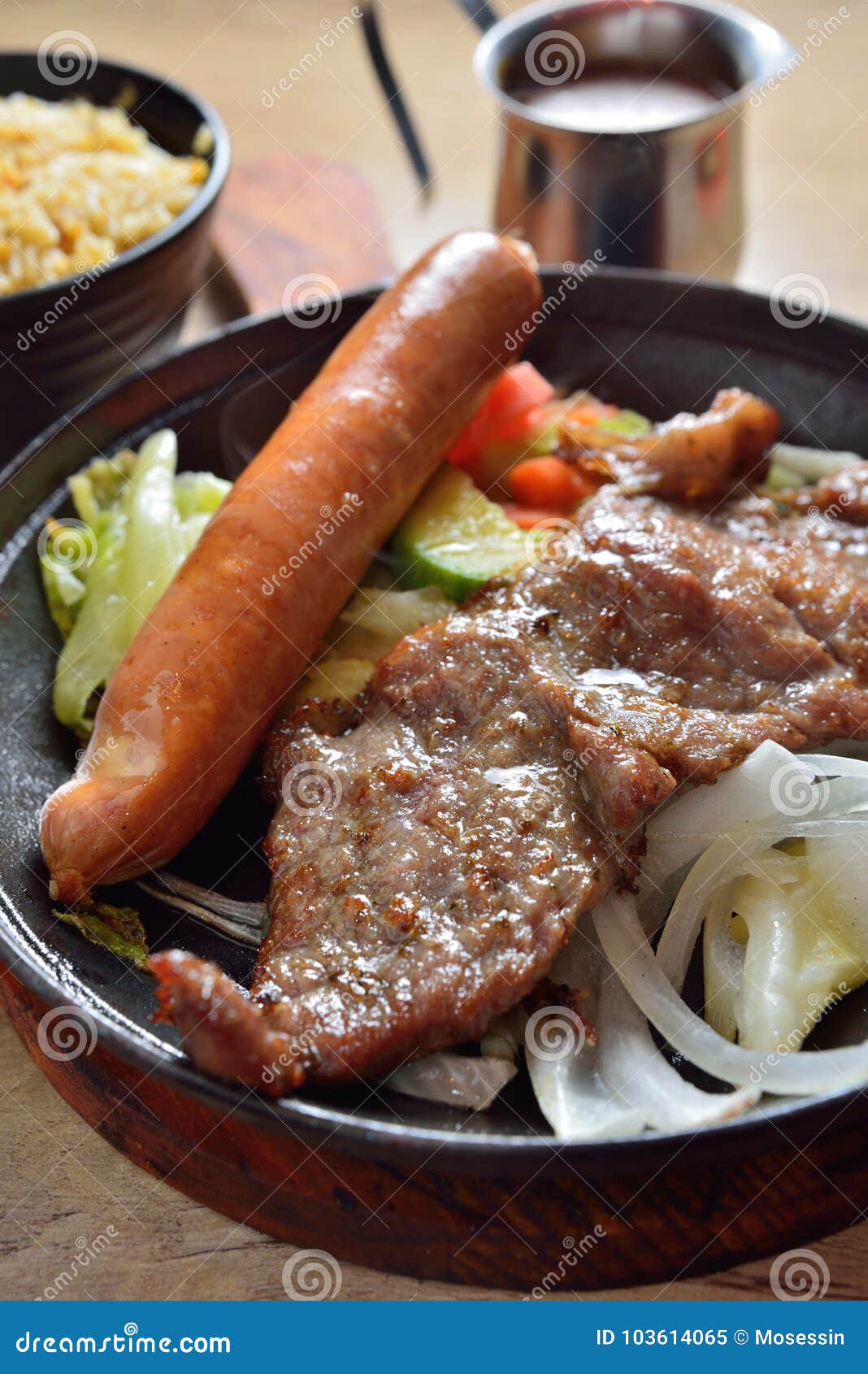 Pan fried sirloin steak stock image. Image of food, meat 103614065