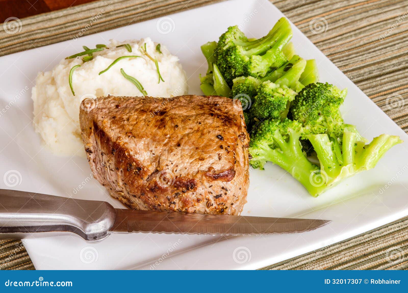 Panfried Top Sirloin Filet Steak Stock Image Image of mashed